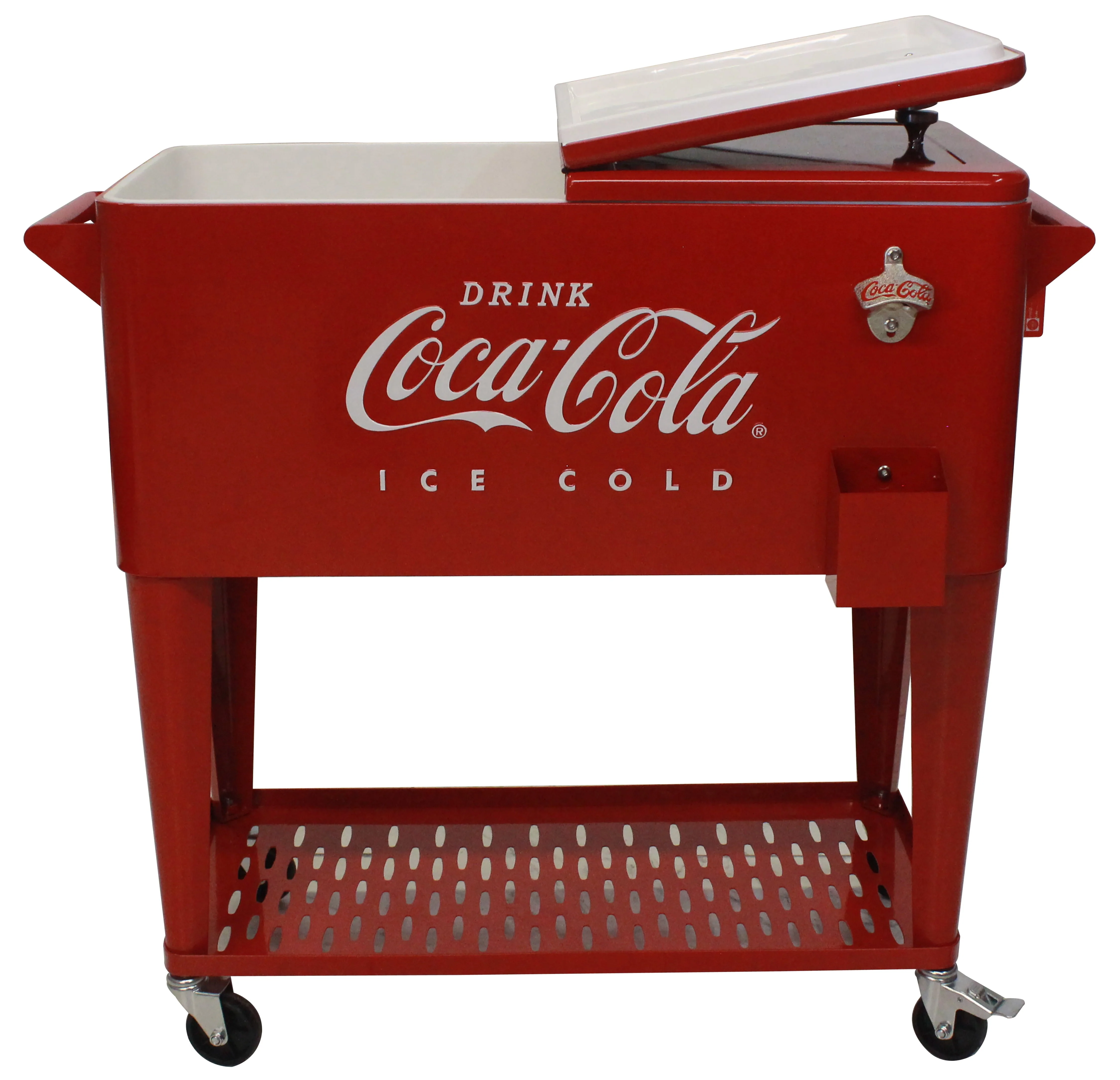 Leigh Country CP 98126 Metal 80 Qt Coca Cola Outdoor Patio Cooler with Tray Red Image 5