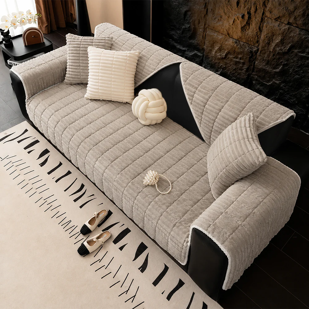 Waterproof Cozy Flannel Sofa Protection Non-Slip Couch Cover