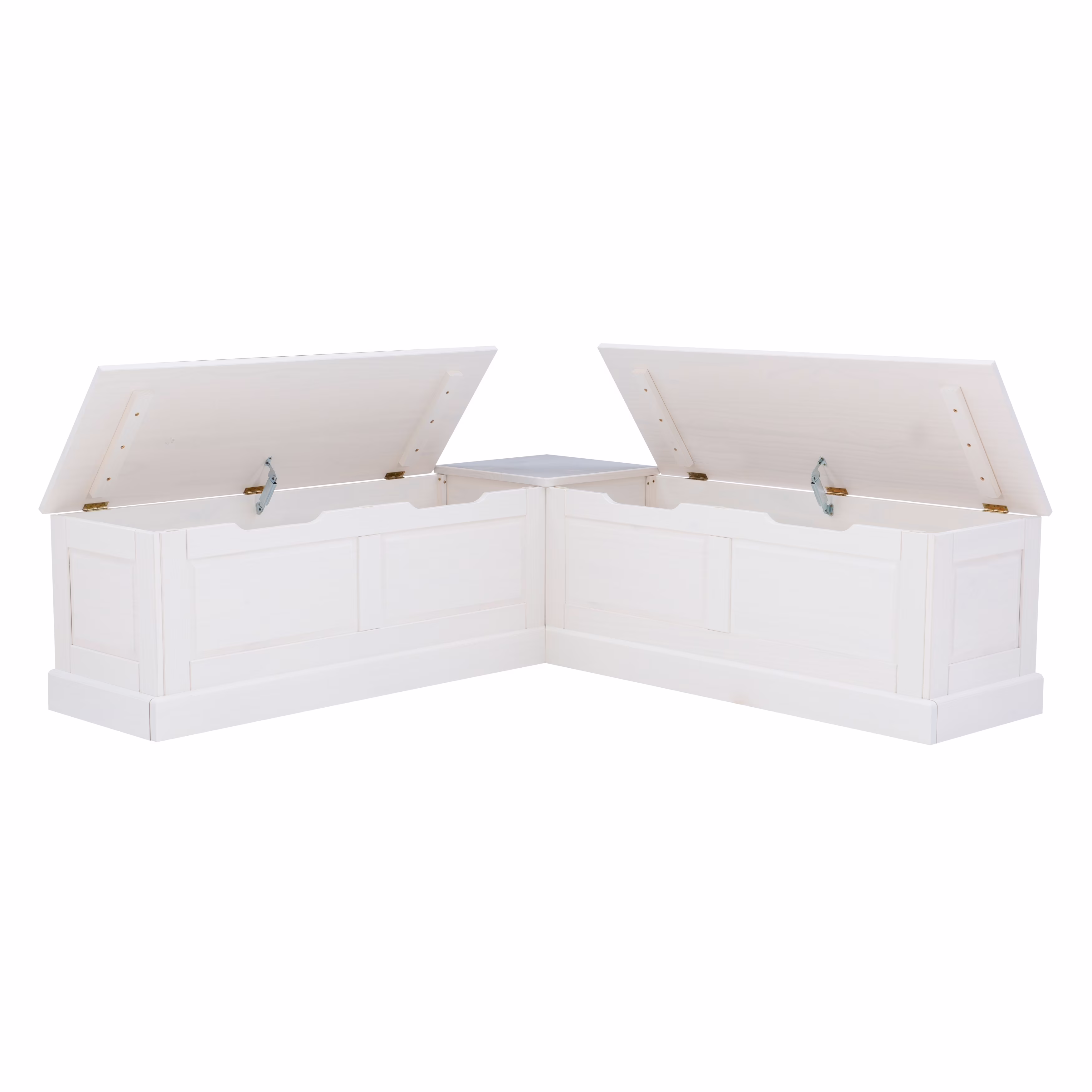 Nook Bench Collection L-Shaped Wood Farmhouse Breakfast Bench with Hidden Storage, White(White)