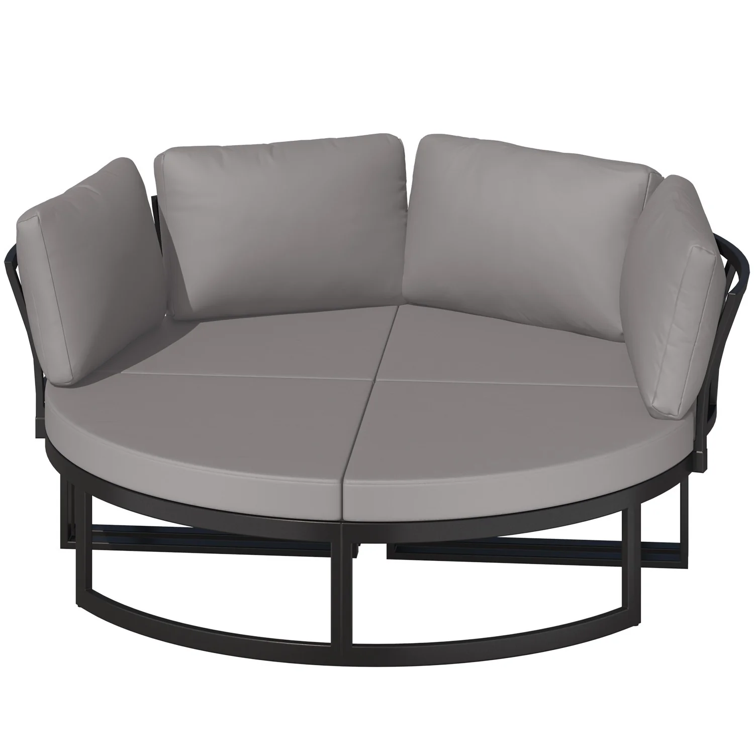 AECOJOY Patio Furniture Outdoor Round Daybed with Removable Cushions 4 Piece Sectional Sofa Patio Furniture Set, Gray
