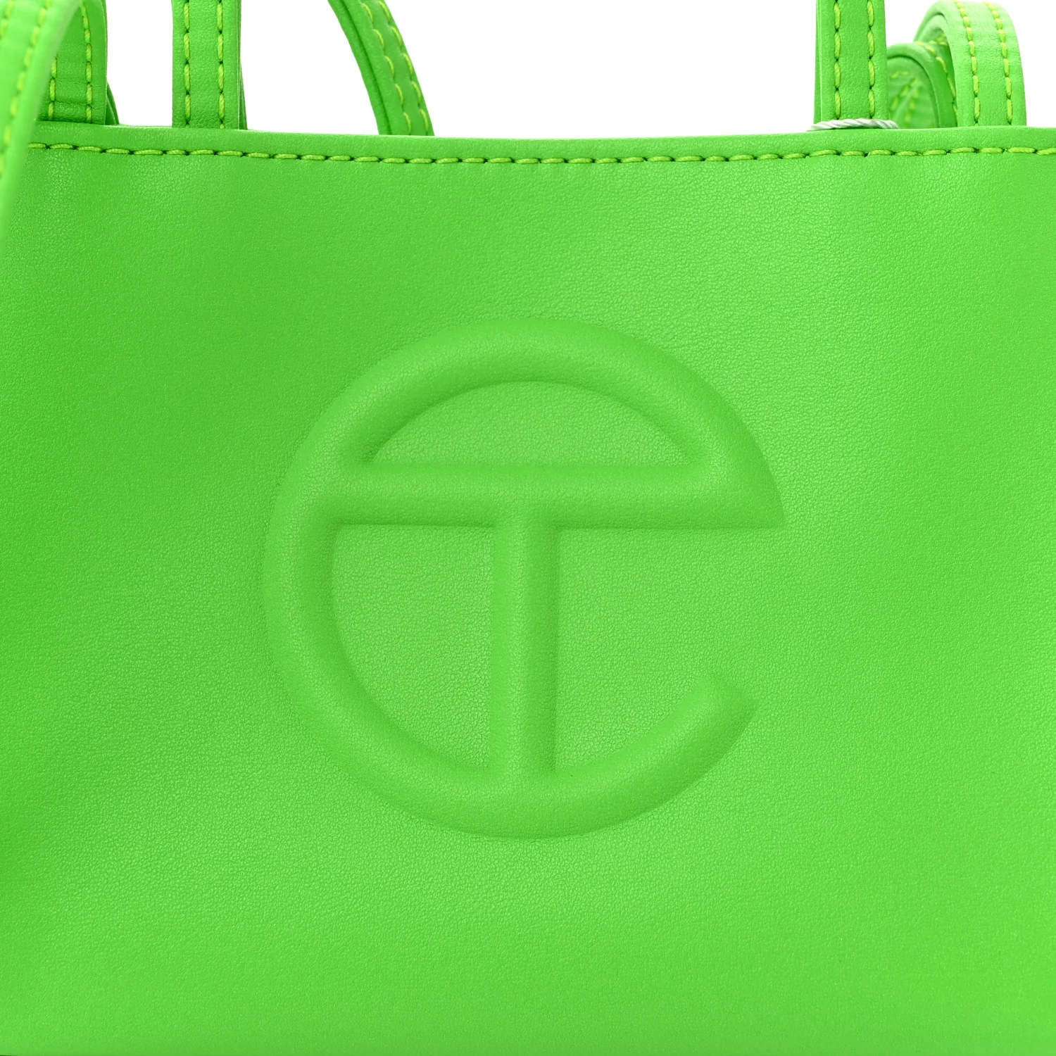 Vegan Leather Small Shopping Bag Highlighter Green