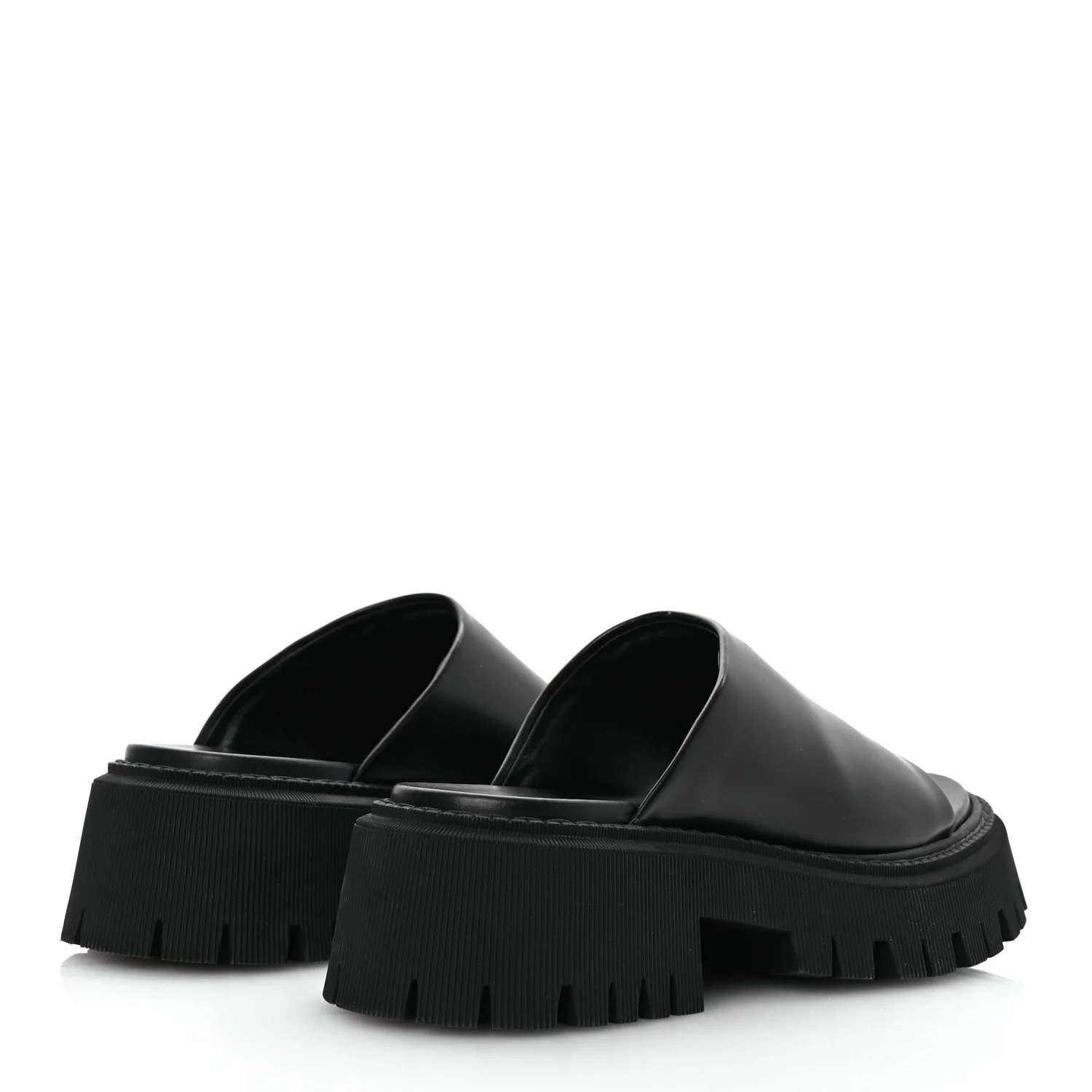 Jive Smooth Calfskin Logo Embossed Womens Tractor Platform 38 Black