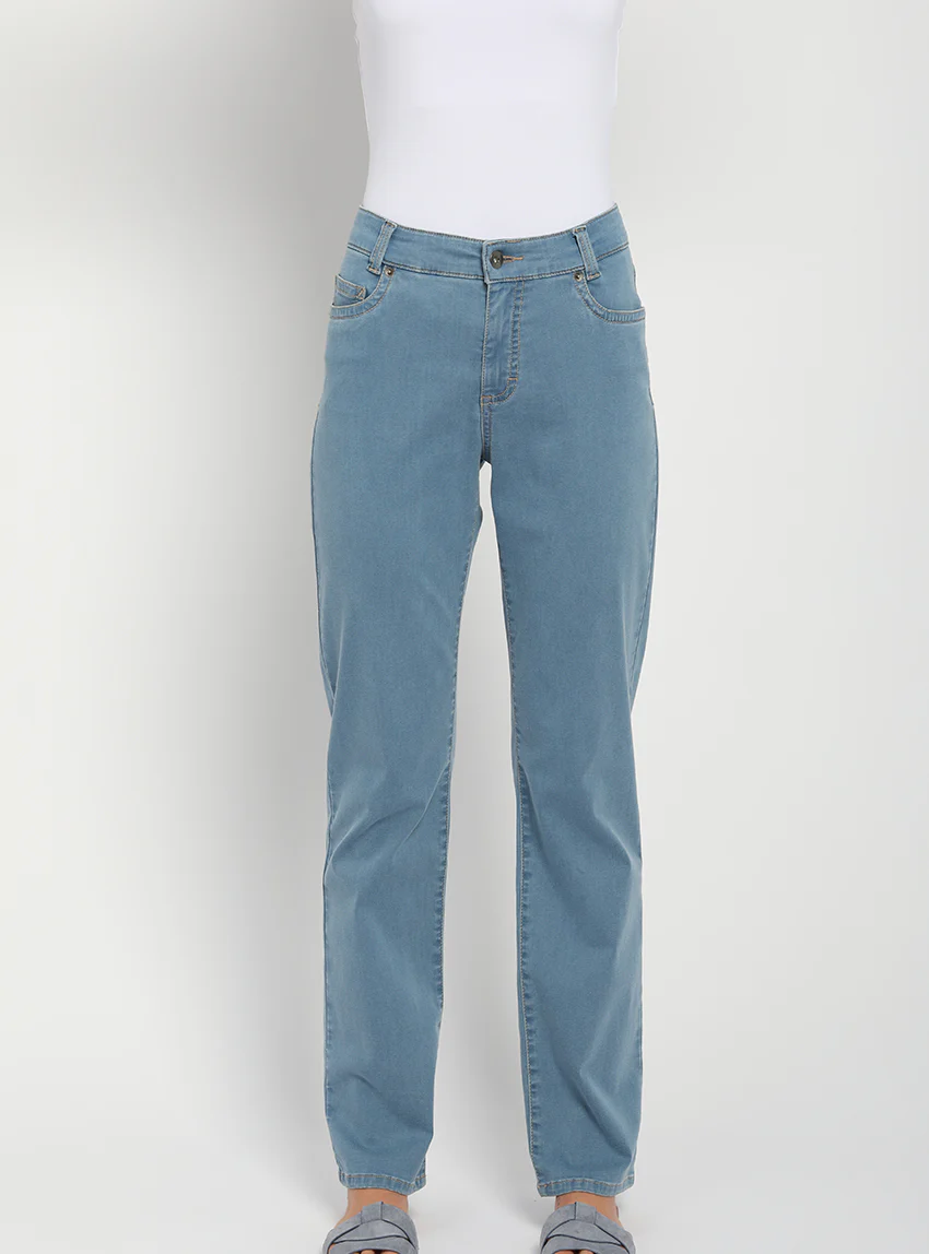 Jean femme taille haute bleu indigo clair
