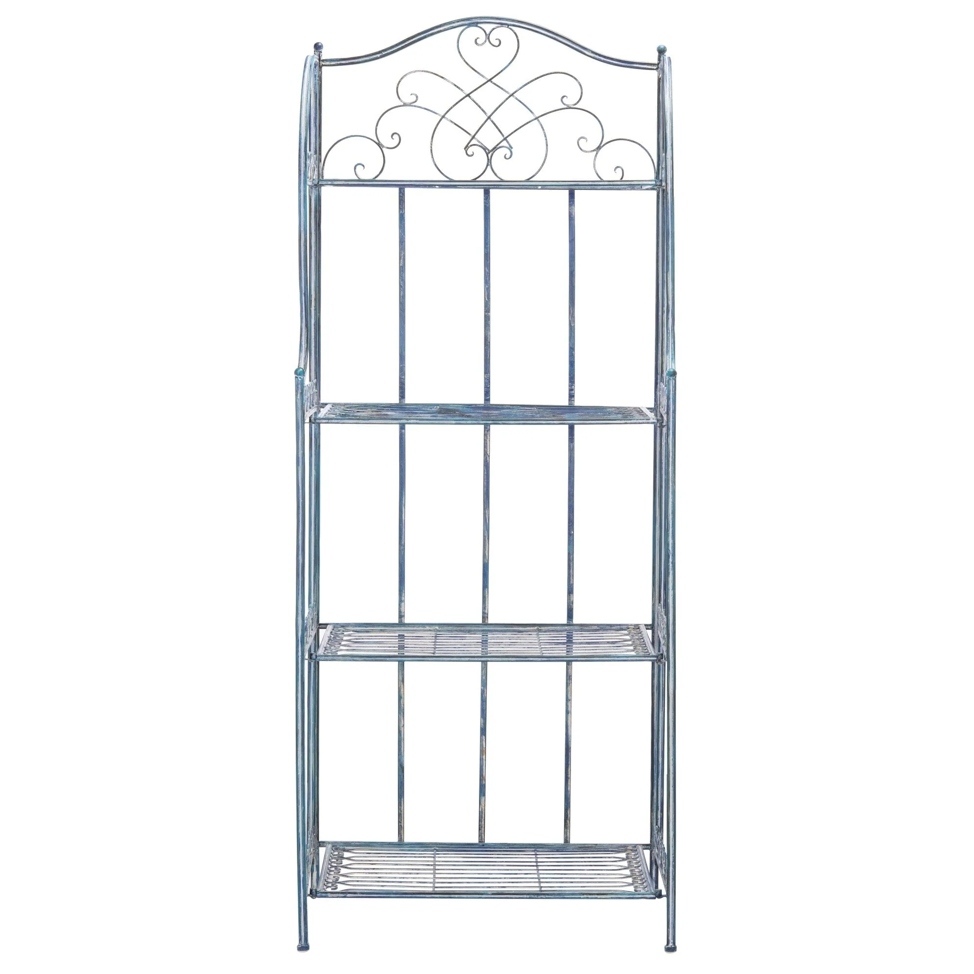 Safavieh Amaris Victorian Wrought Iron 4 Tier Outdoor Bakers Rack 25 in W x 15 in D x 63 in H Antique Blue(Antique Blue) Image 6