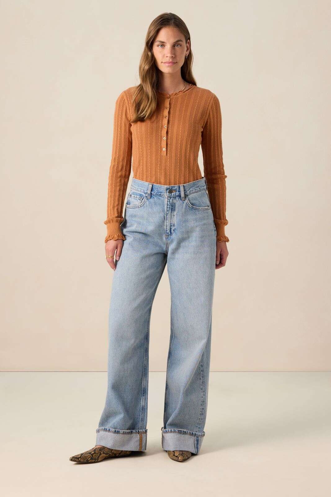 Lichtbruine ajour trui