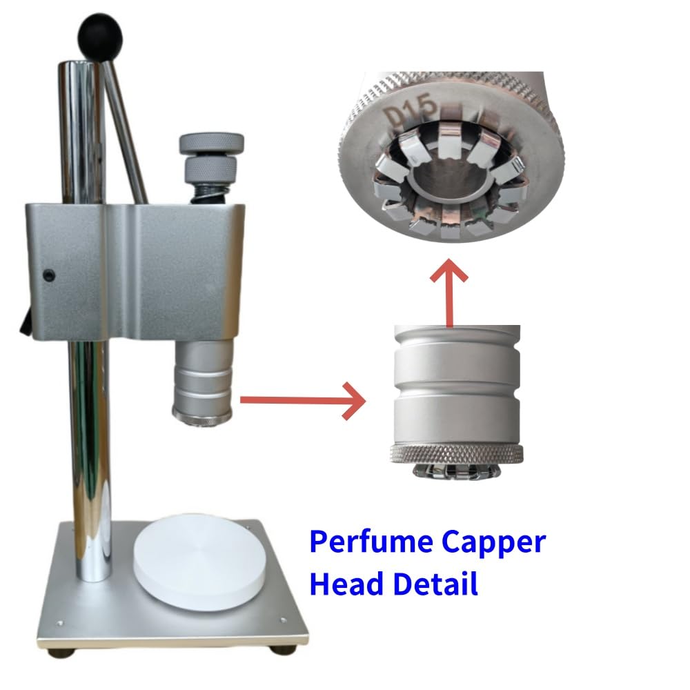 Manual Perfume Crimper Bottle Capping Machine, Aluminium Plastic Pump Handle Packing Essential Oil Bottle Tool Perfume Crimper Tool 13mm to 20mm (white 15mm)