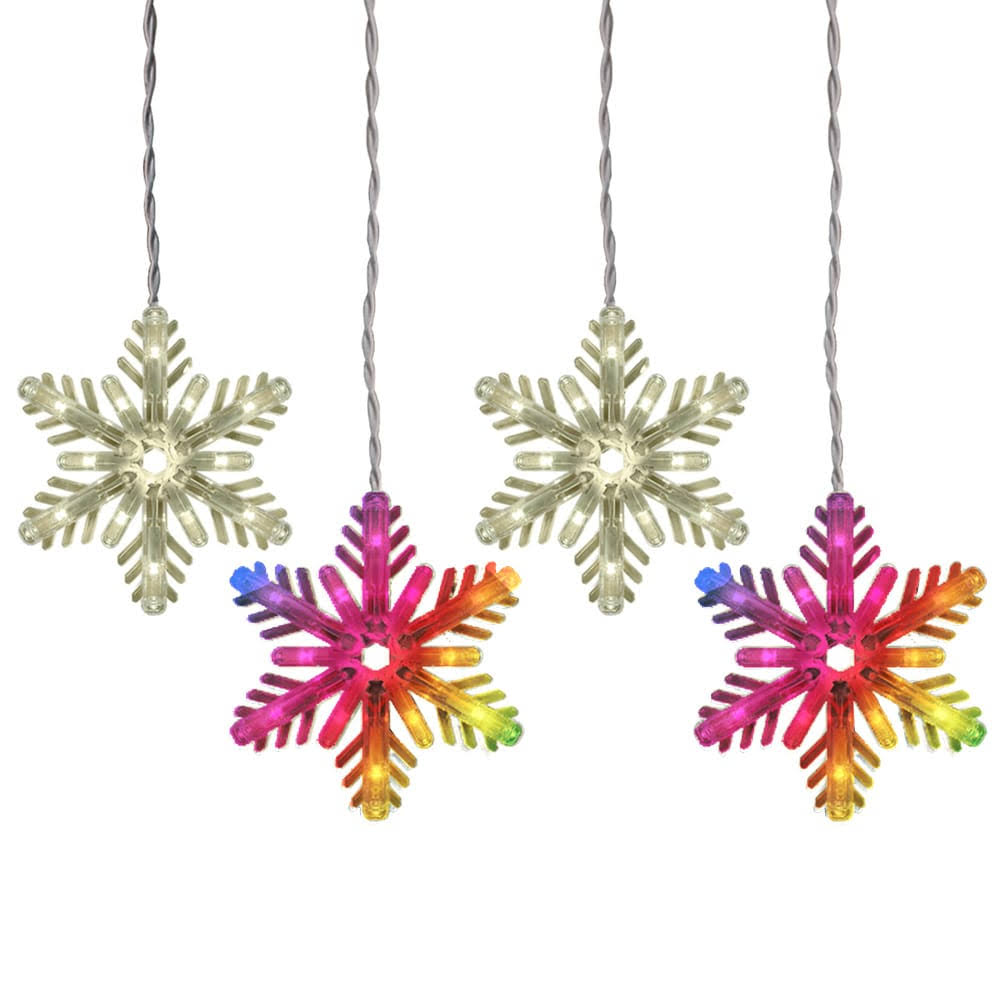 GE Snowflake 8-Count Multi-function Color Changing Mini LED Plug-In Christmas Icicle Lights