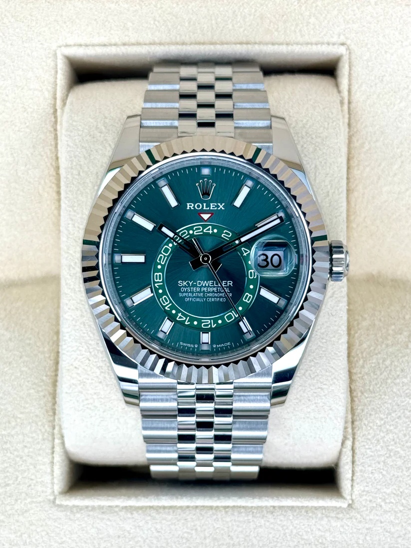 [Super Clone]RLX  Sky-Dweller 42mm Stainless Steel Green Dial Jubilee - 336934