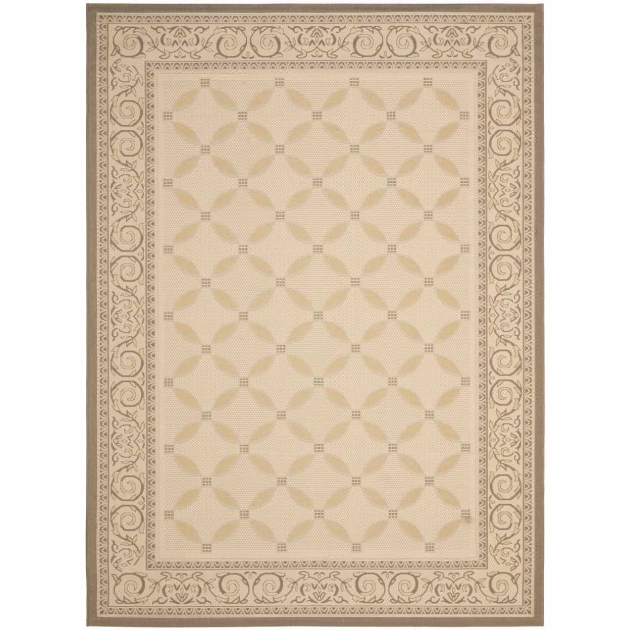 Courtyard Cohen Bordered Indoor/Outdoor Area Rug, Dark Beige/Beige, 9' x 12'(9' x 12')