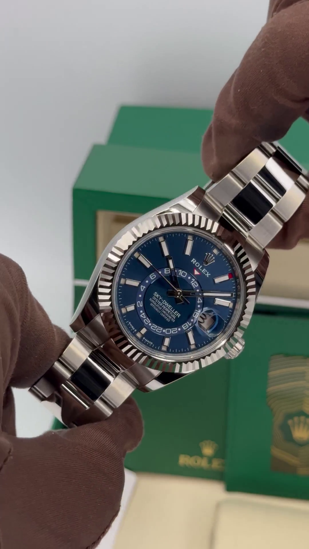 [Super Clone]RLX  Sky-Dweller 42mm Stainless Steel Blue Dial Oyster - 336934