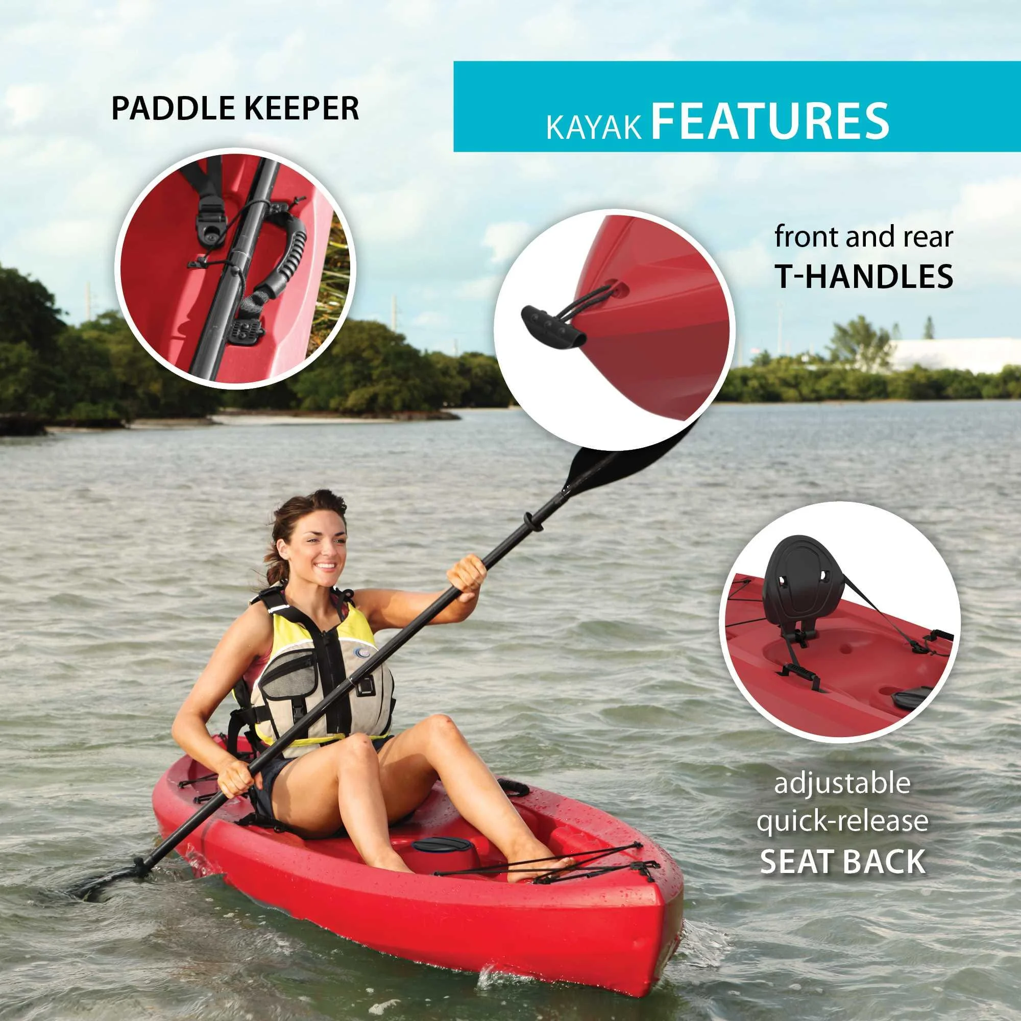Lifetime Tamarack 10 Ft. Sit - on - Top Kayak, Fire Red (90486)