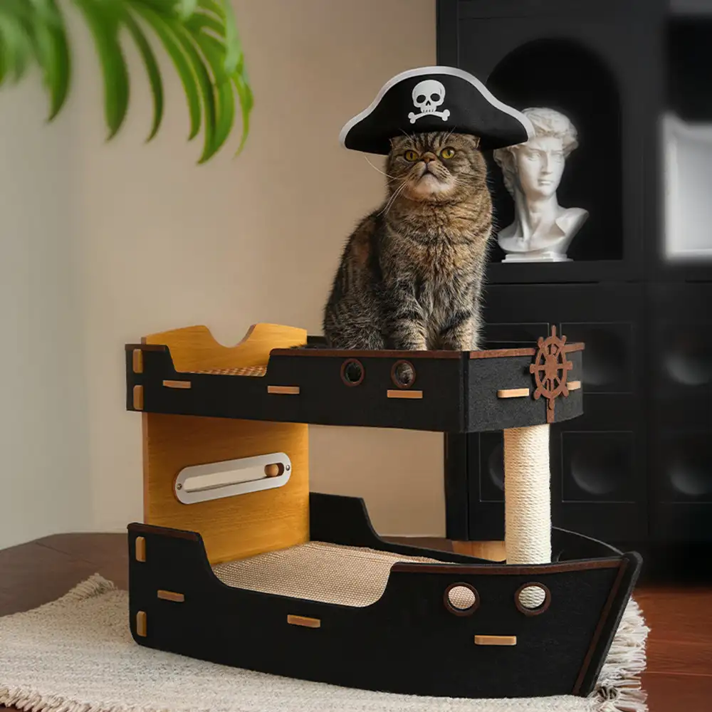 Pirate Ship Sisal Scratch-resistant Double-Layer Cat Bed Cat Scratching Board