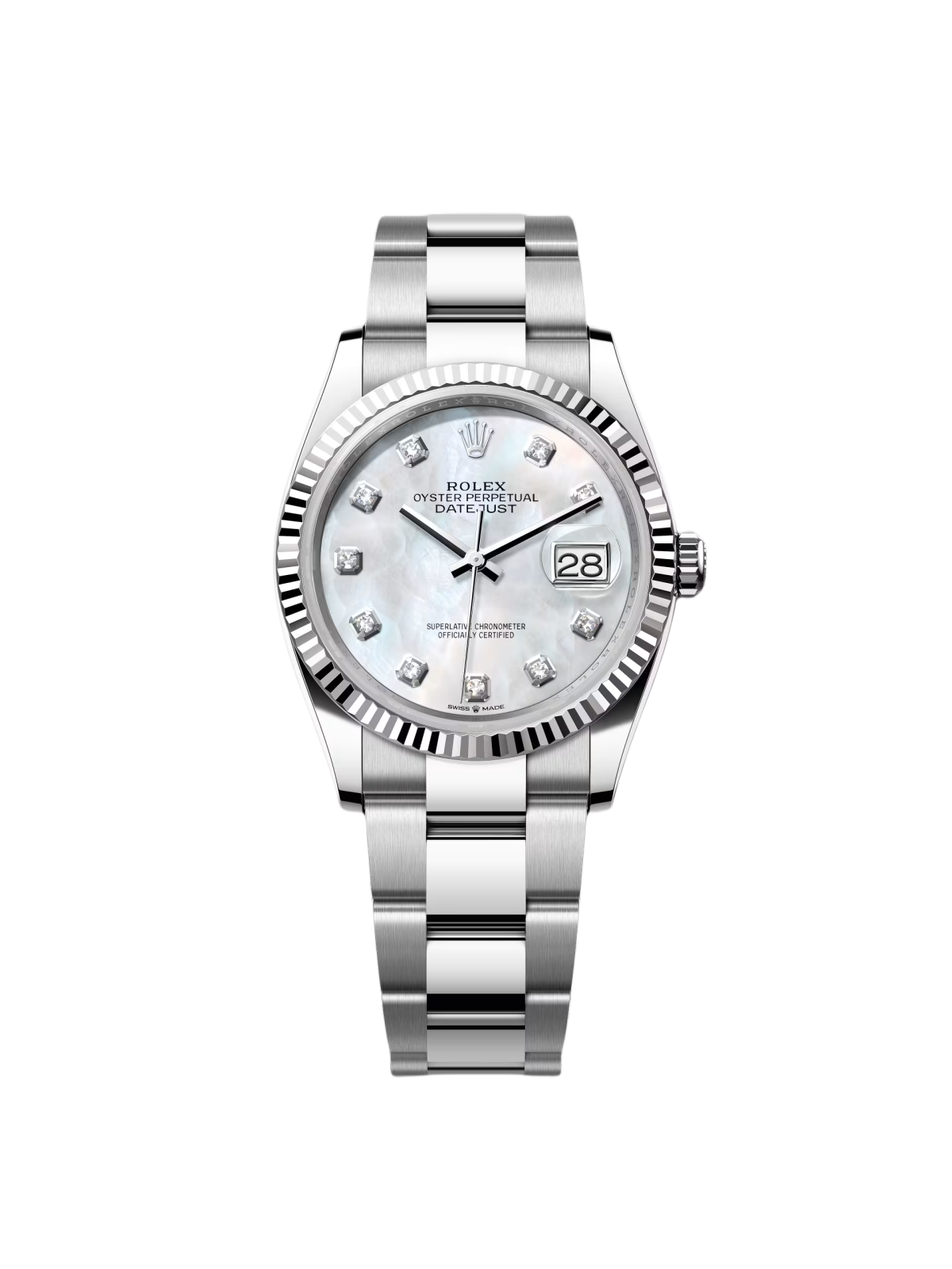 【Super Clone】RLX  Datejust 36mm 126234 Mother of Pearl Diamond Dial Oyster Stainless Steel