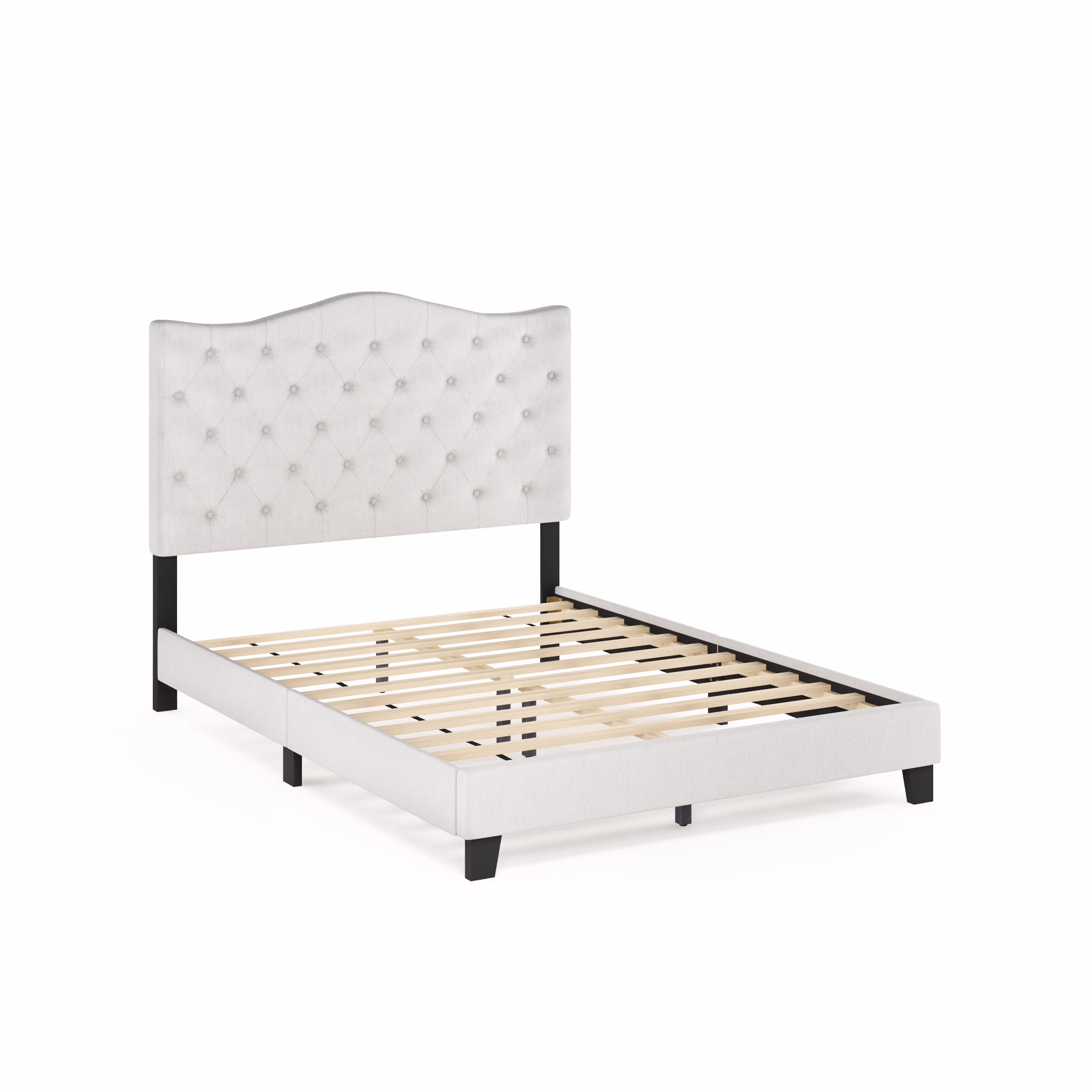 Lille Button Tufted Bed Frame, Linen, Queen(Queen) - Image 3