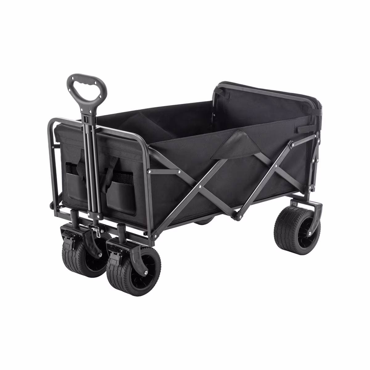 Foldable garden cart with brakes, outdoor camping vehicle, equipped with 360 degree rotating 8-inch off-road wheels and adjustable handle,practical picnic camping vehicle for parks