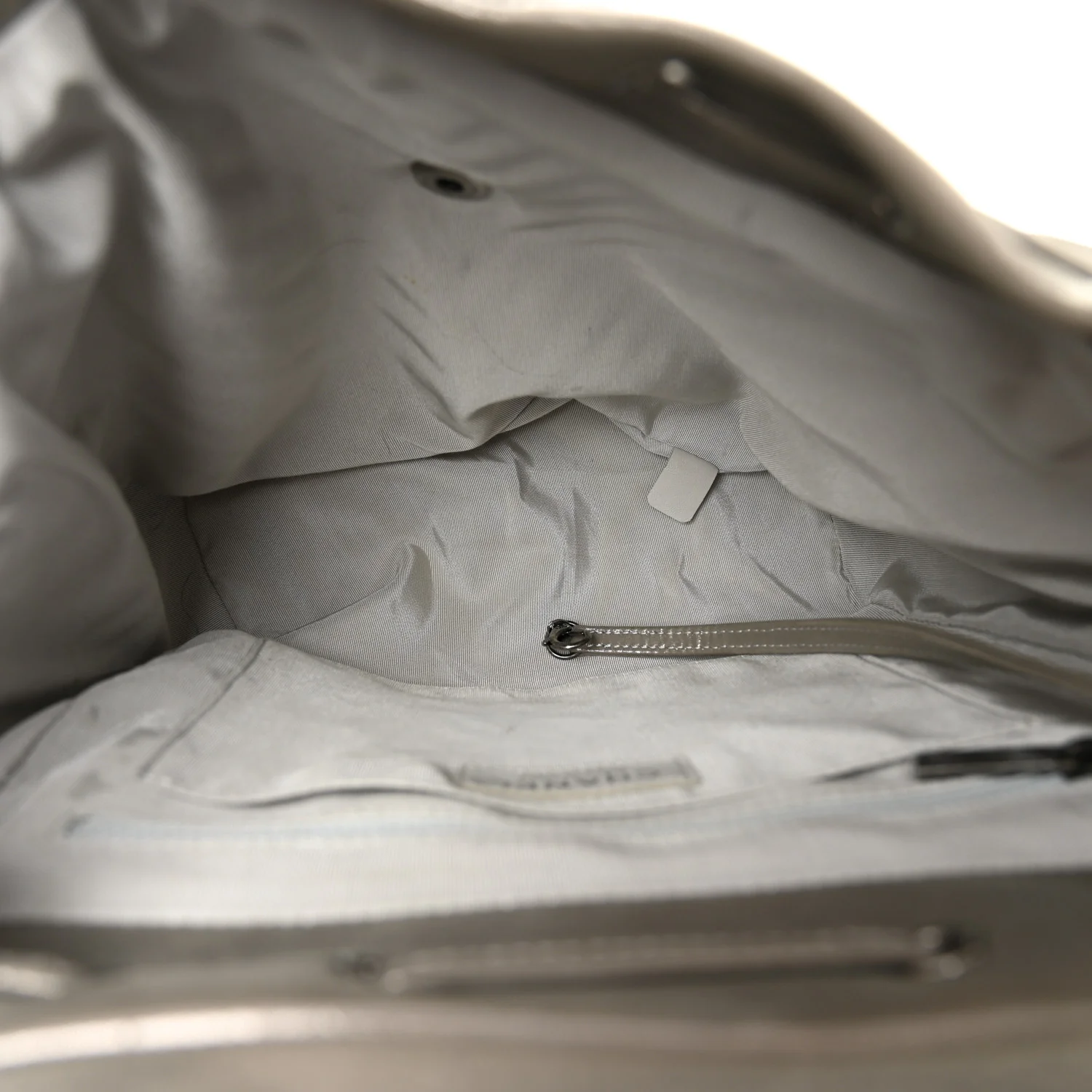 Iridescent Calfskin Chevron Quilted Small Urban Spirit Backpack Silver
