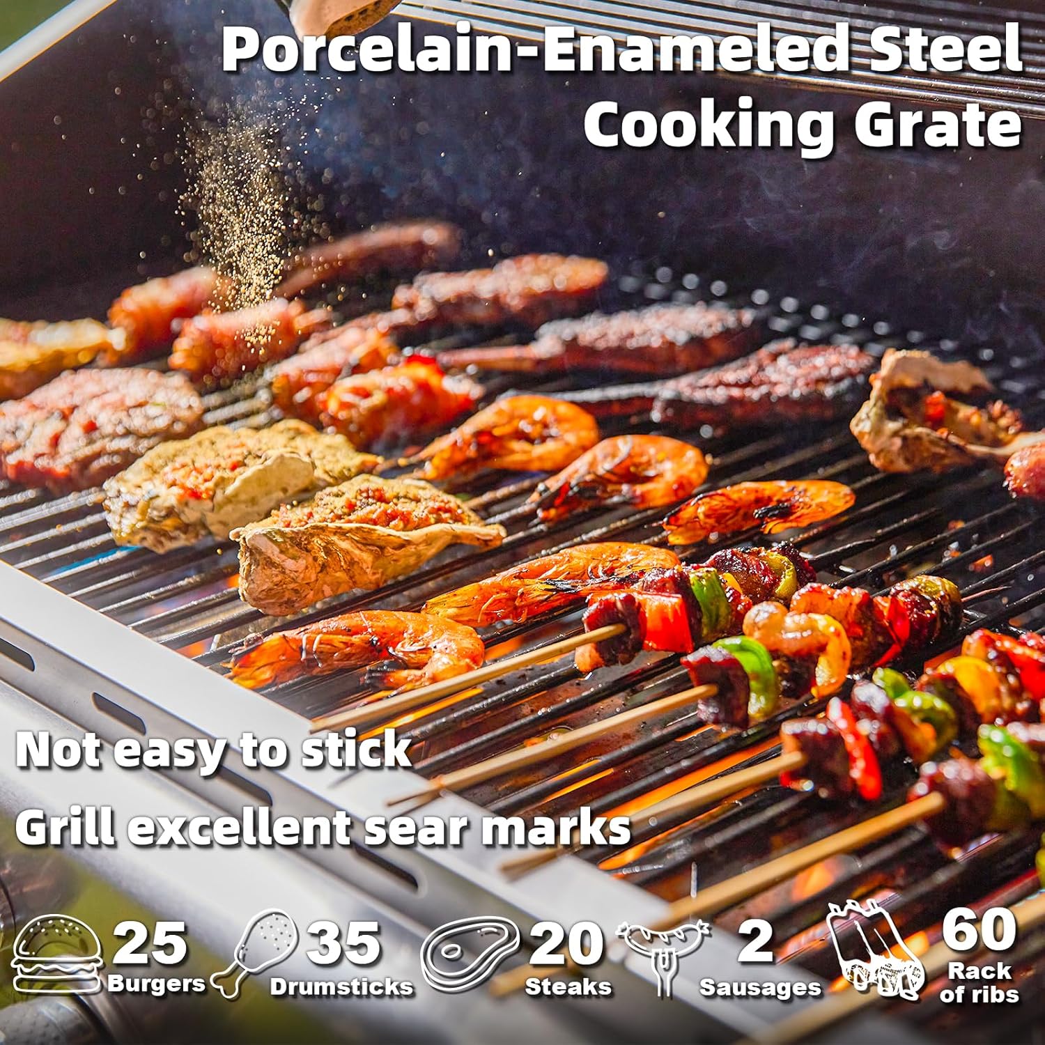 Upgraded 4 Burner Bbq Propane Gas Grill with Cast Iron Grates & Side Stove, 44,000 btu Stainless Steel Burner Barbecue Grill for Patio,…