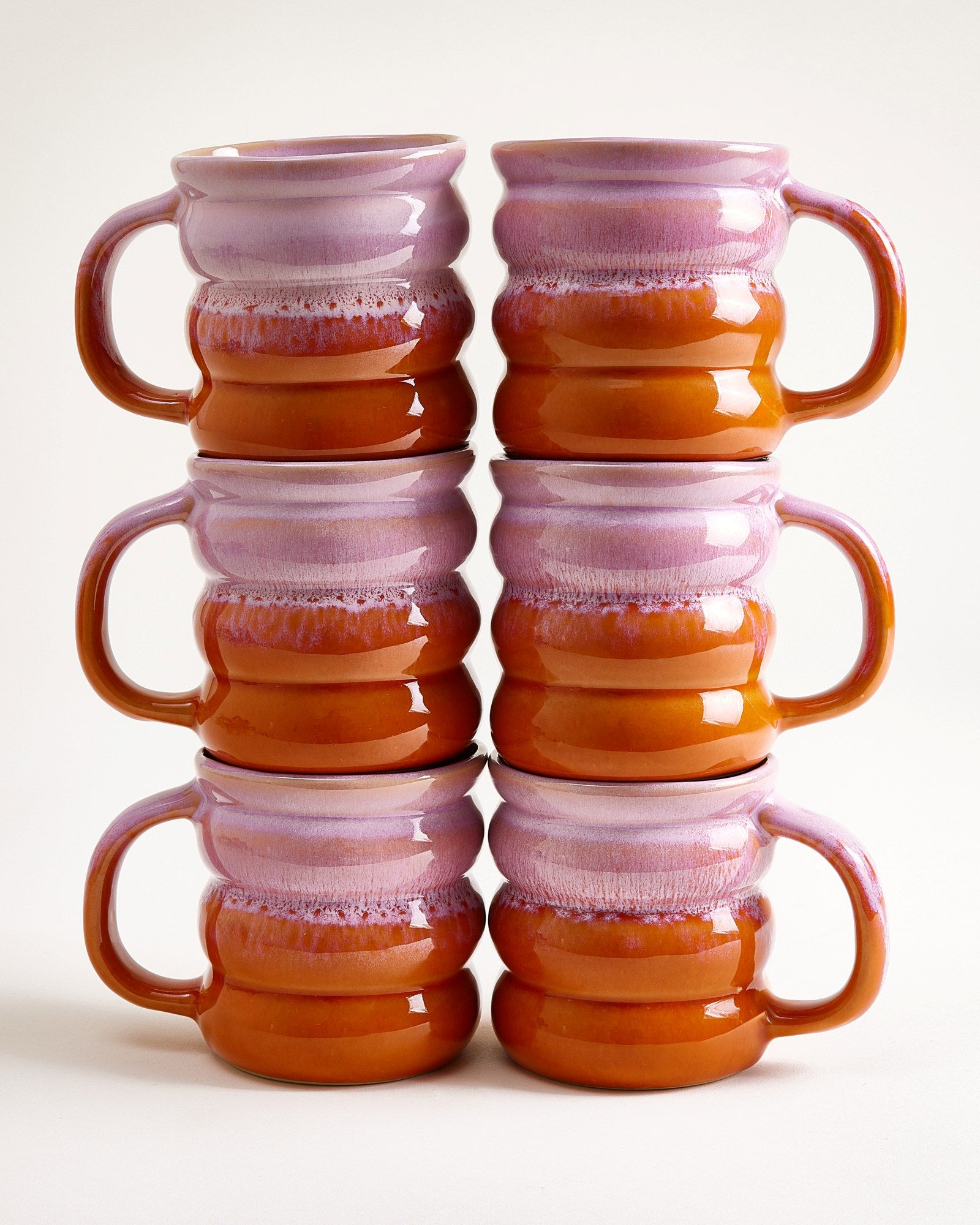OMBRA - LARGE MUG BUBBLE PINK ORANGE SET OF 6