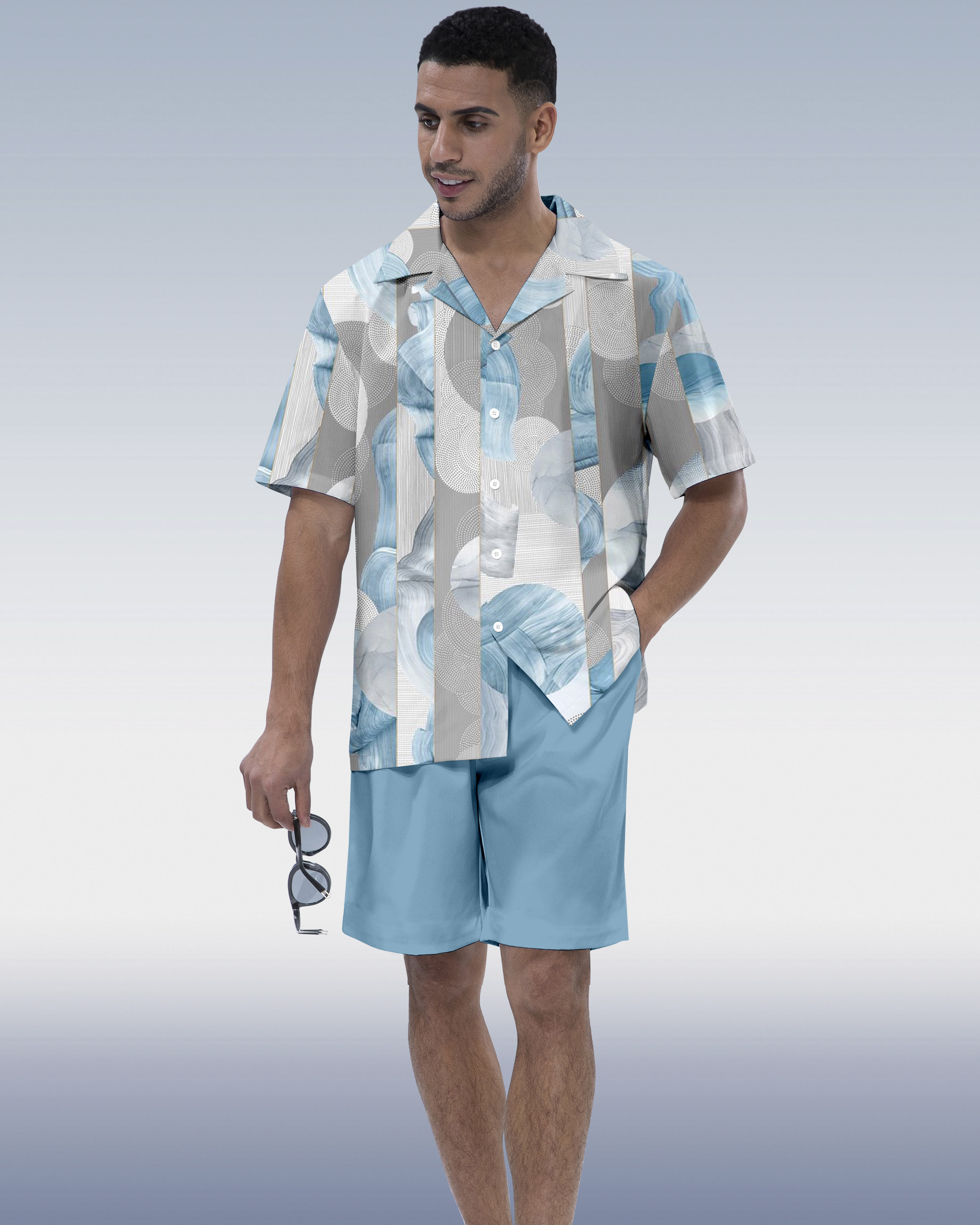 Ensemble de vacances hawaïennes pour hommes Suitmens à manches courtes 086