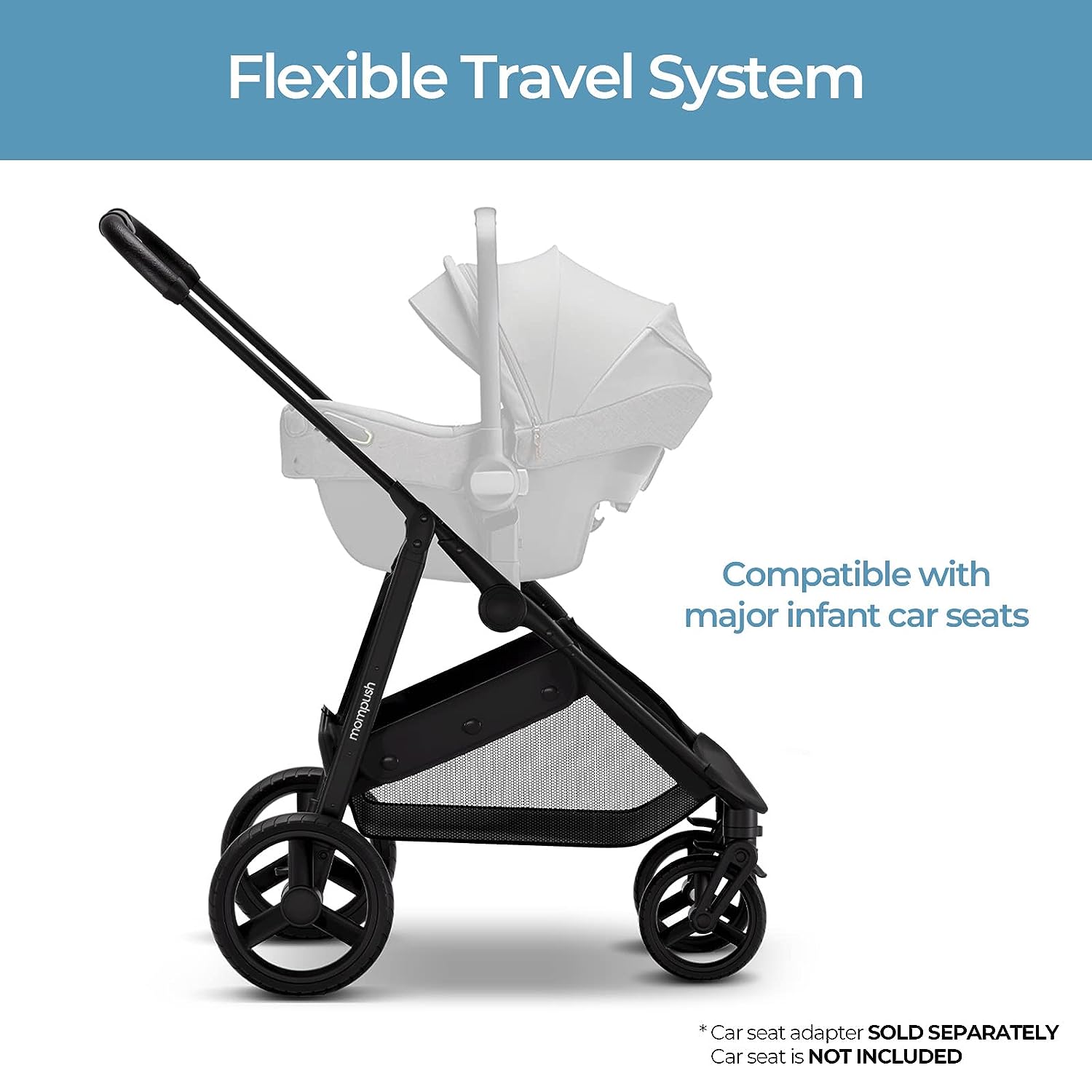 Poussette convertible 2-en-1 Mompush Wiz avec nacelle intégrée - Poussette pliable pour bébé, idéale pour explorer en famille - Poussette pour tout-petit avec siège réversible