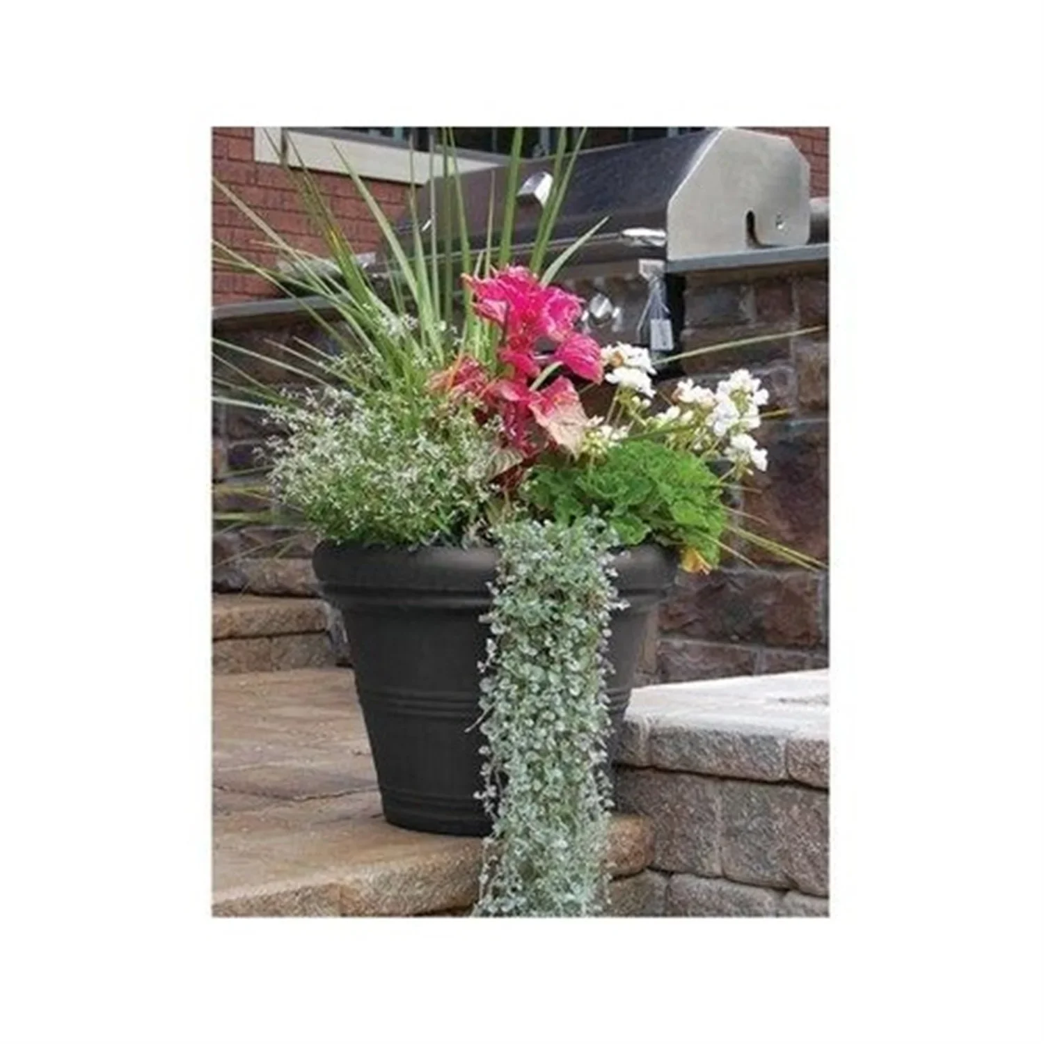 Tusco Products RR245BK Rolled Rim Garden Pot, 24.5-Inch, Black