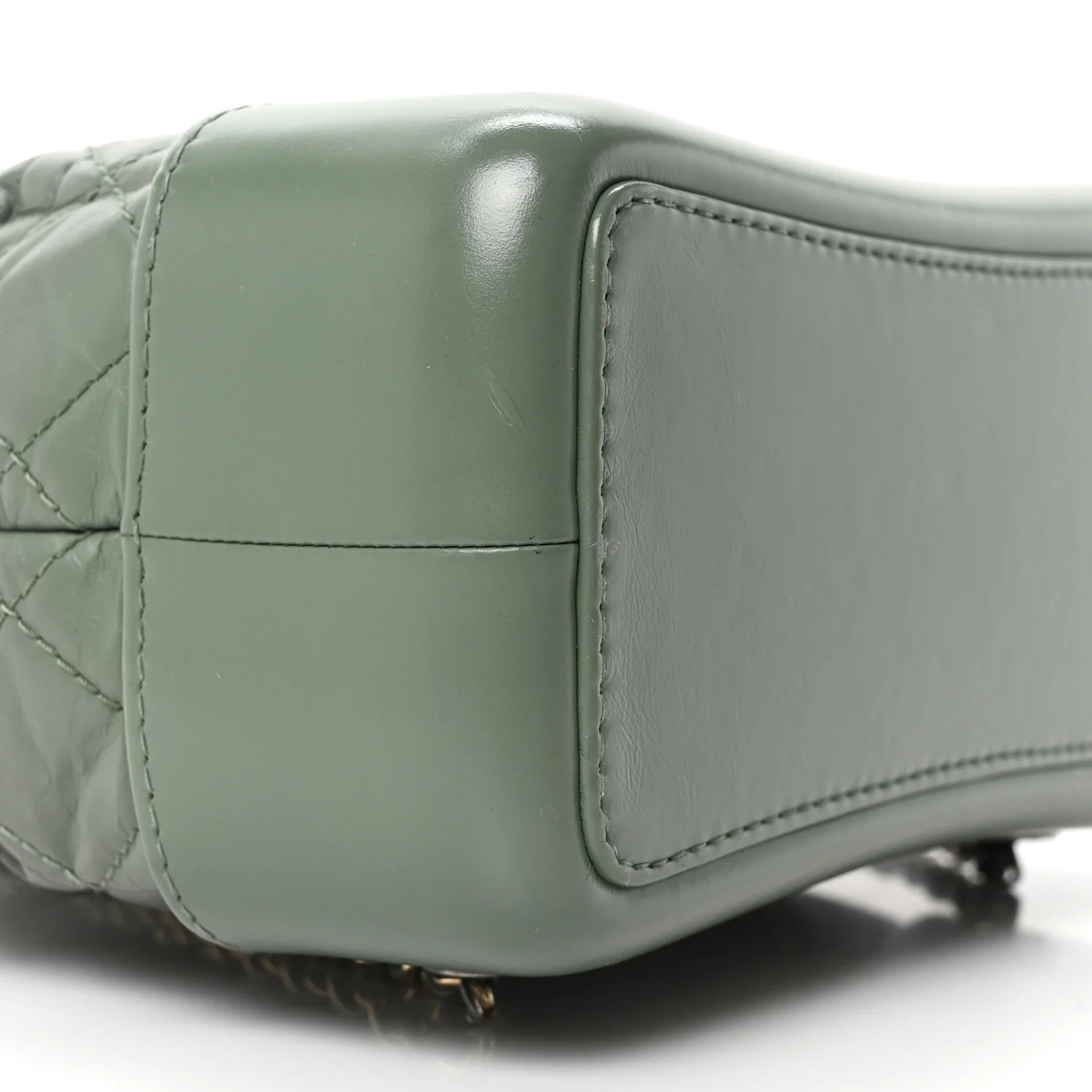 Aged Calfskin Quilted Small Gabrielle Backpack Green