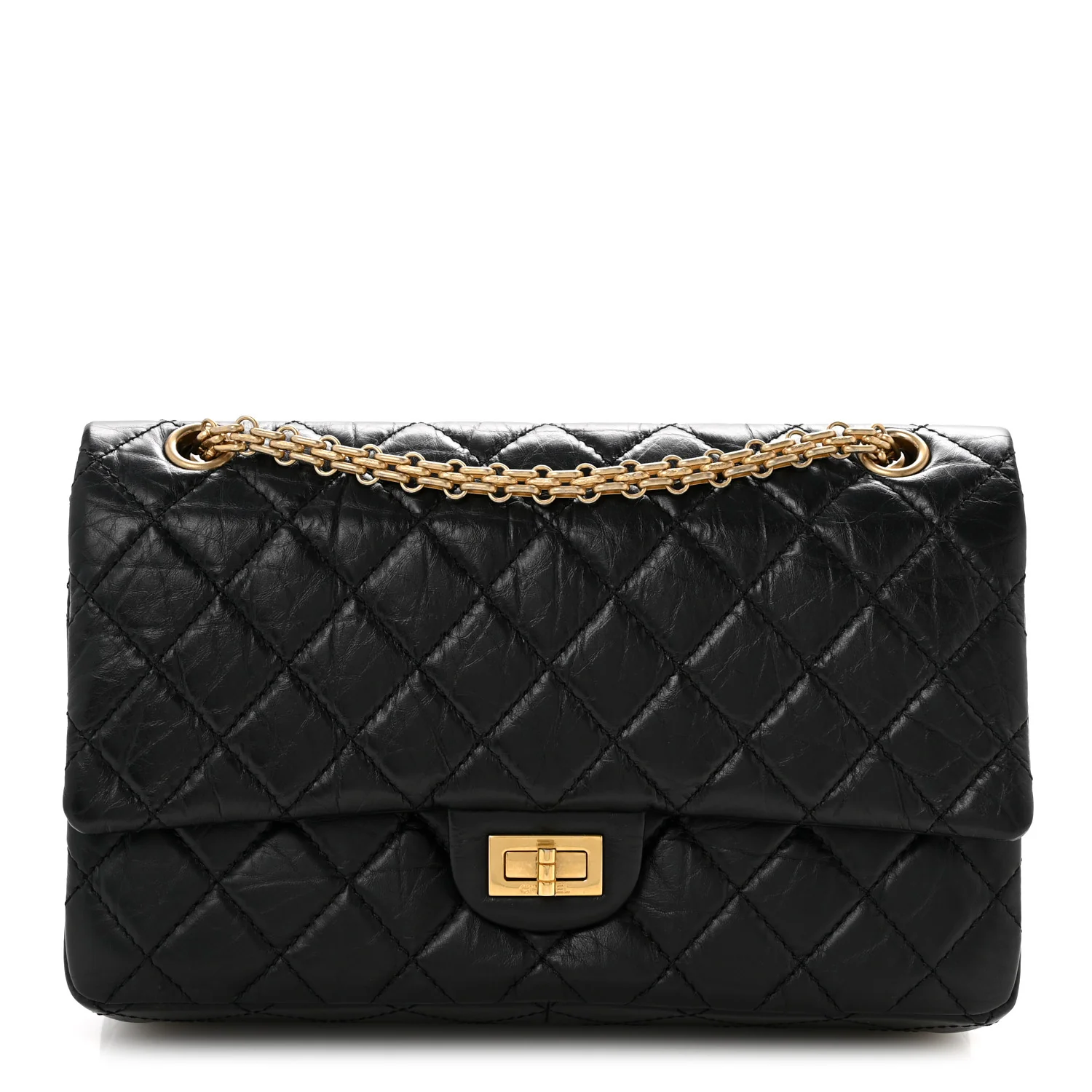 Aged Calfskin Quilted 2.55 Reissue 226 Flap Black