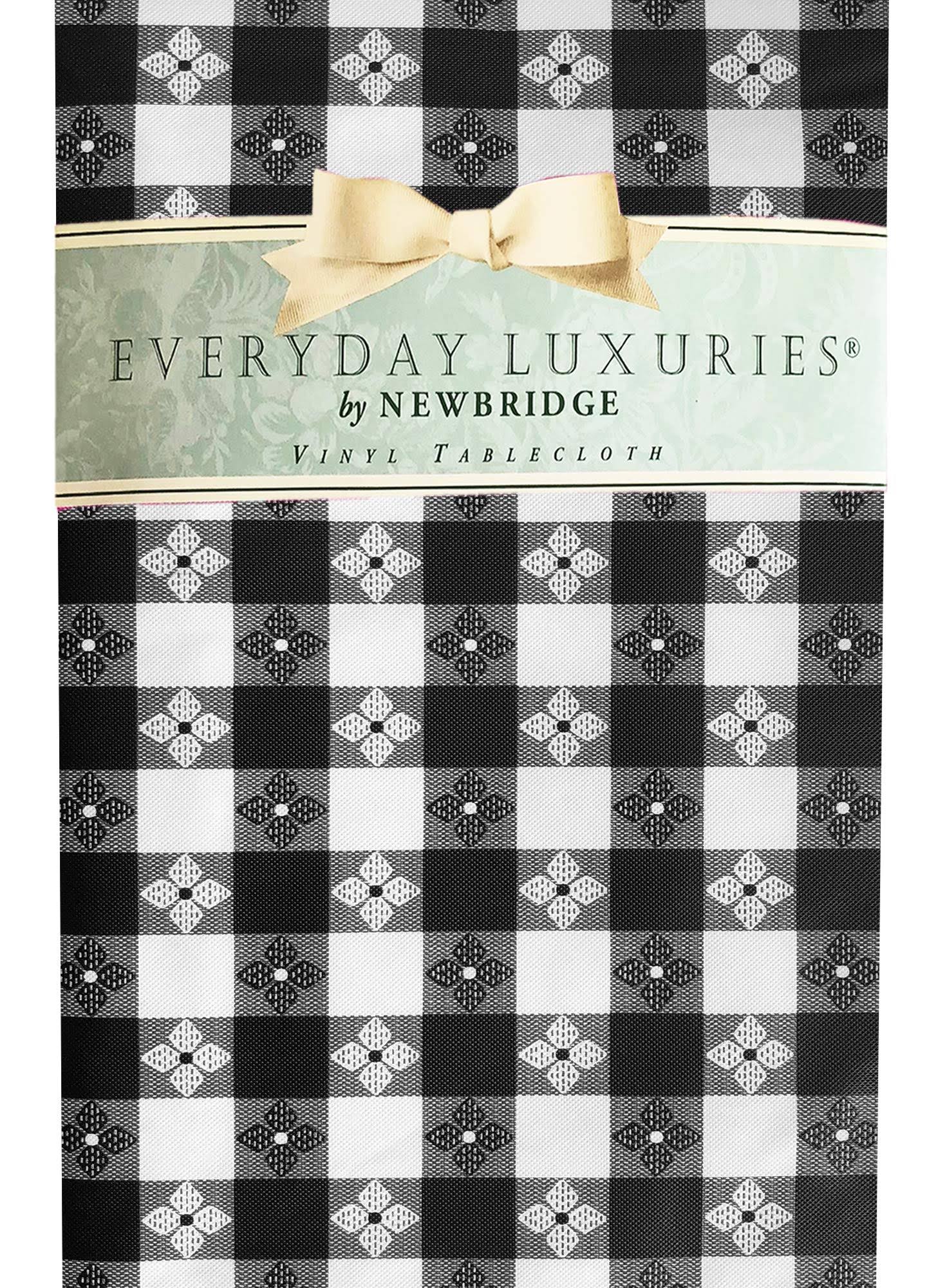 Newbridge Bistro Tavern Check Vinyl Flannel Backed Tablecloth - Cafe Checkered Indoor/Outdoor Vinyl Picnic, BBQ and Dining Tablecloth - 60? x 102?