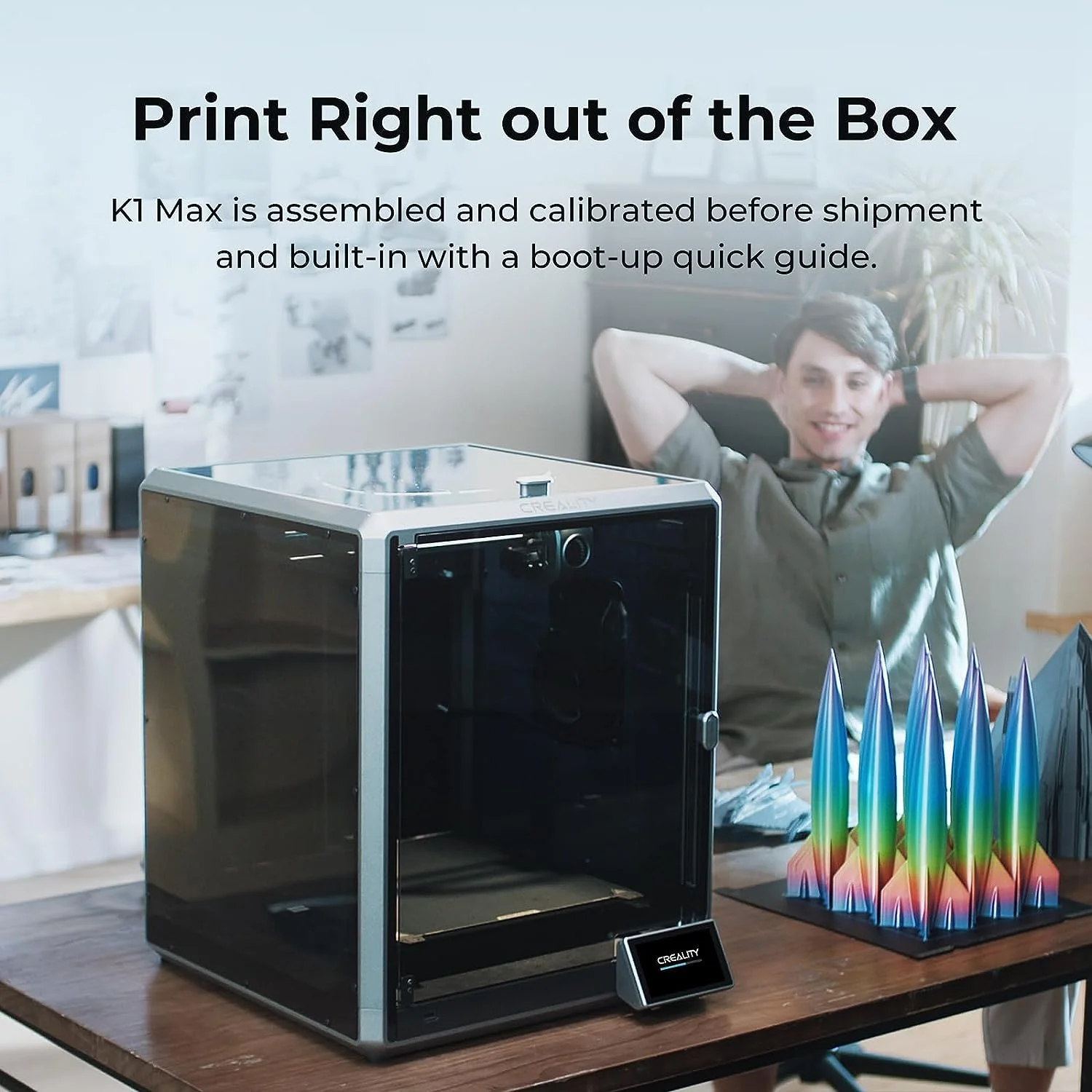 K1 Max 3D Printer with 600mm/s High-Speed Fused Deposition Modeling 3D Printing Smart AI Function 300��C High-Temperature Nozzle Direct Extruder Auto Leveling Printing Size 11.81x11.81x11.81 - Image 4