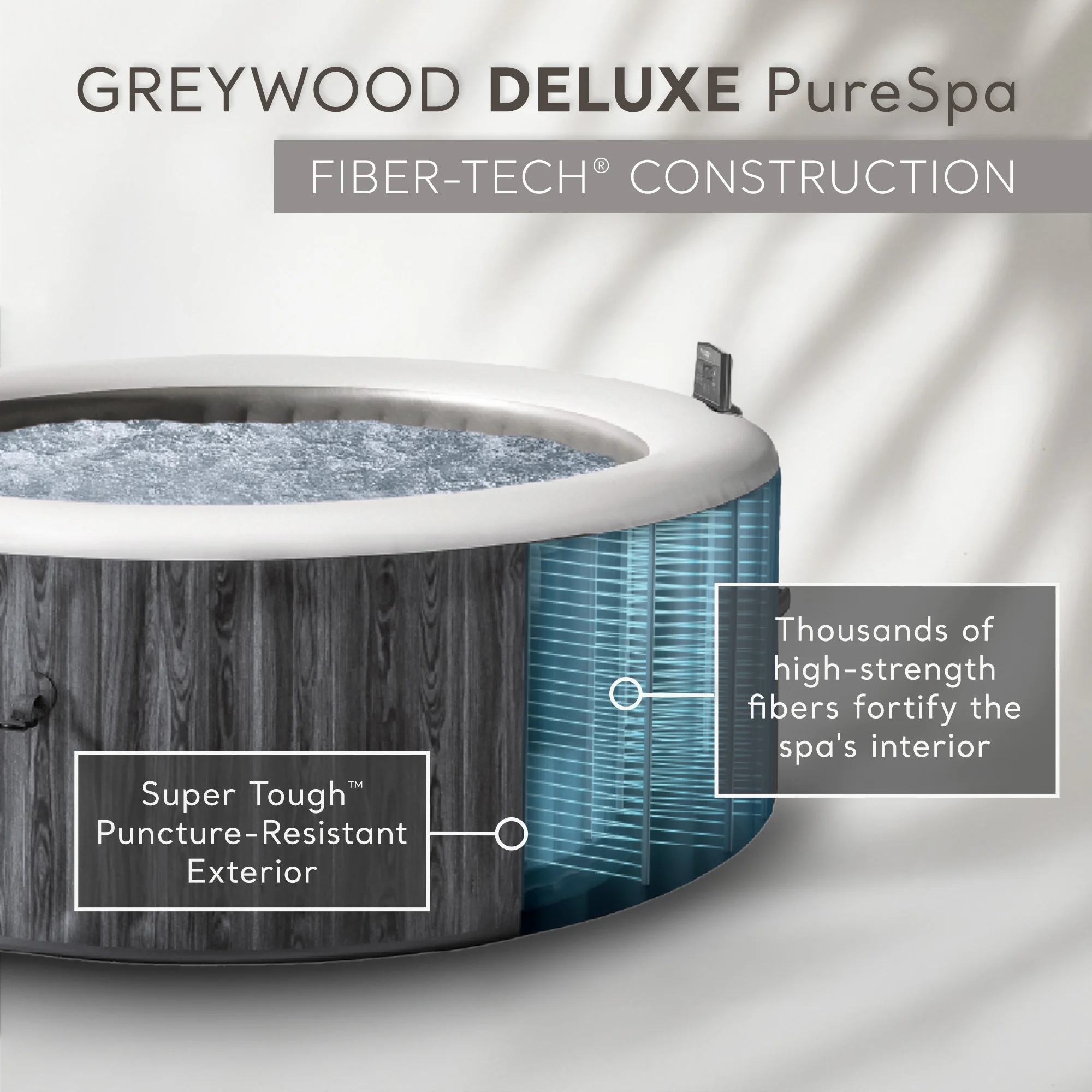 INTEX Purespa Plus Greywood Deluxe 4 Person Inflatable Spa W/ Jets
