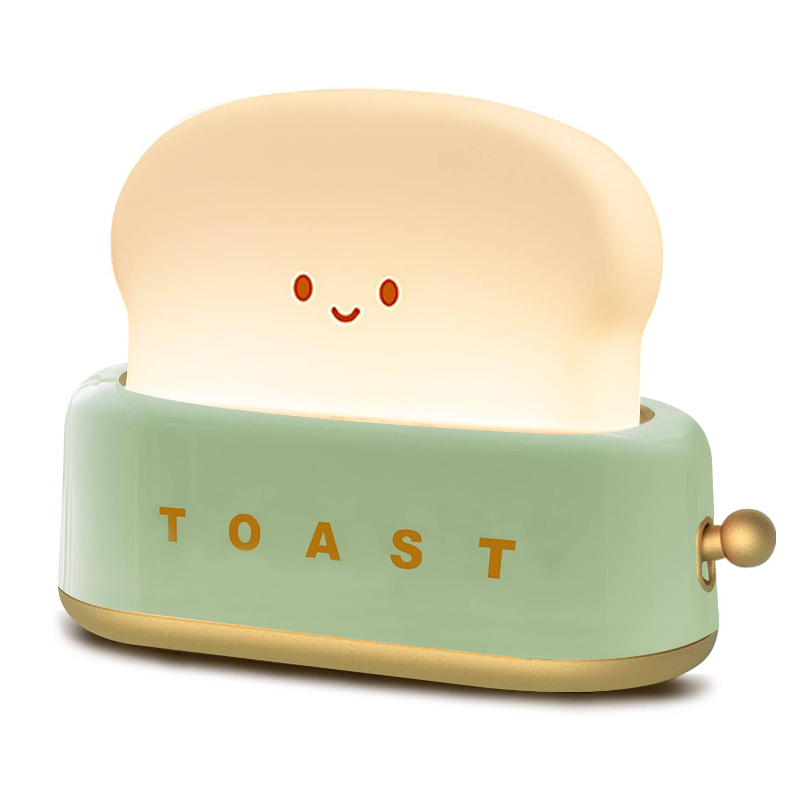 QANYI toaster lamp, Rechargeable with Smile Face Toast Bread - Small Night Light for Bedroom, Bedside, Living room.