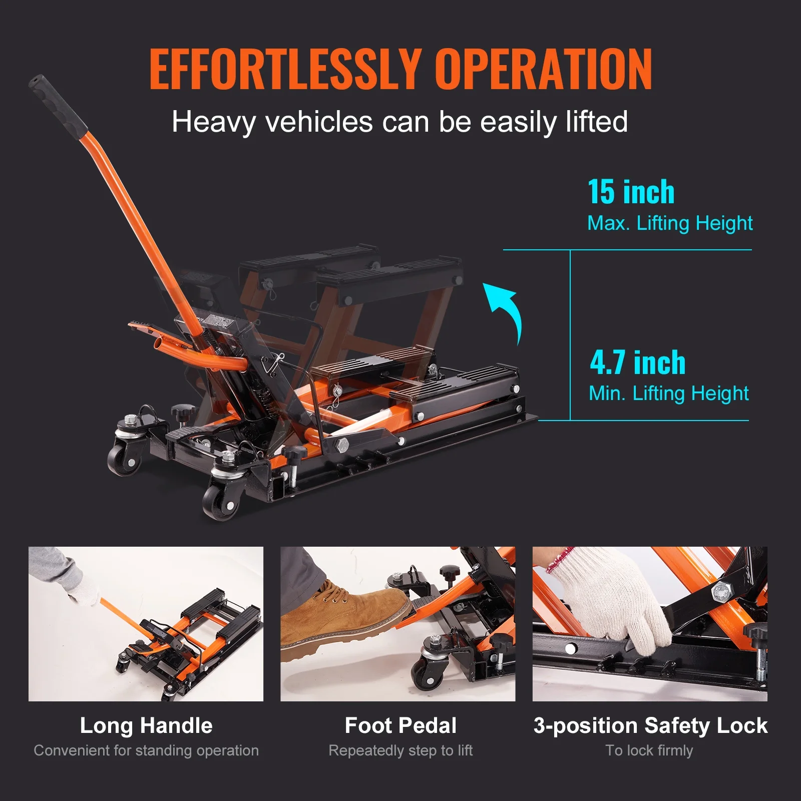 1500 LB Hydraulic Motorcycle ATV Lift Jack Hydraulic Pump Hoist Jack ATV Dirt Bike Stand - Image 3