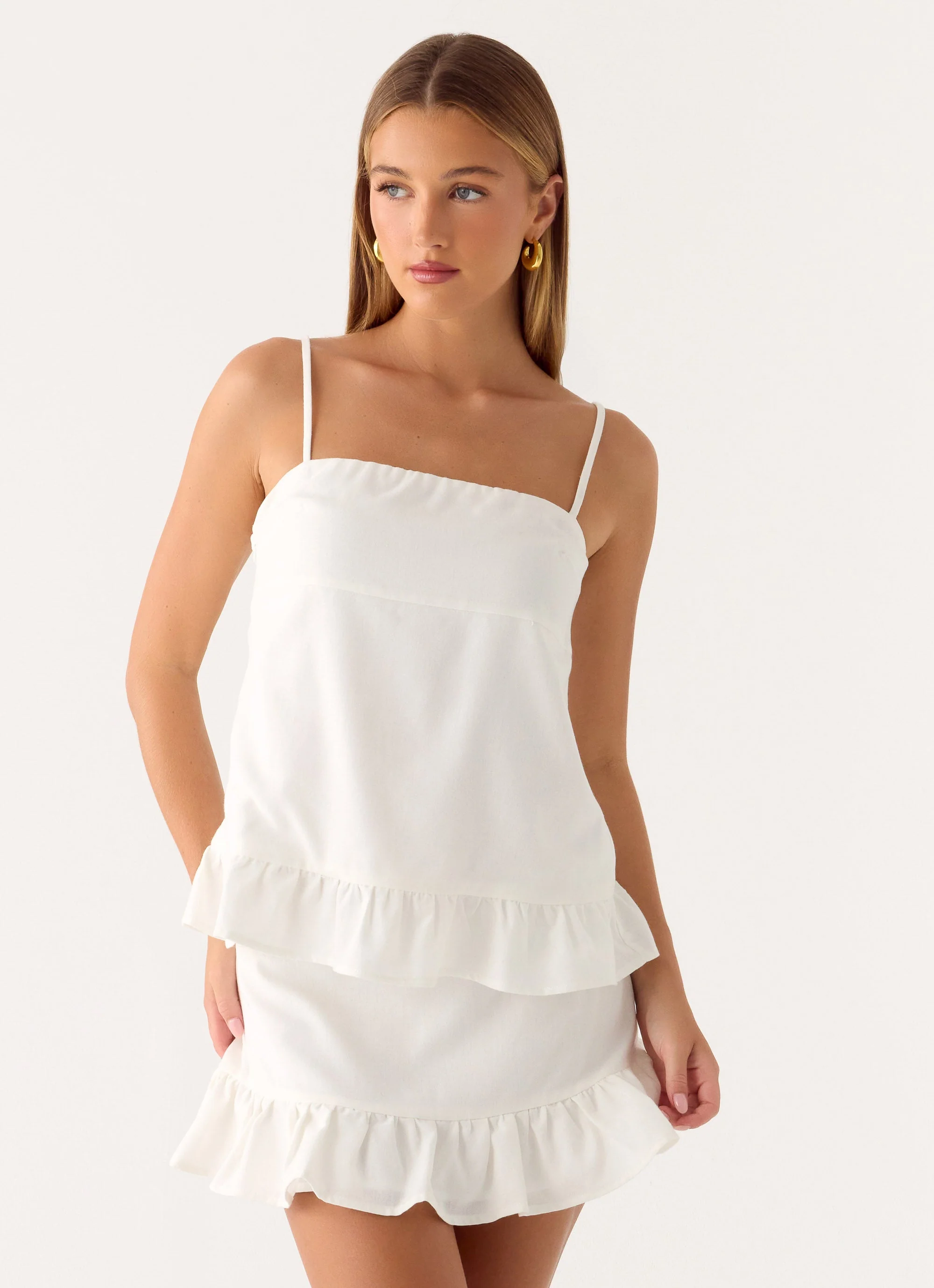 Lucie Mae Linen Mini Skirt - White
