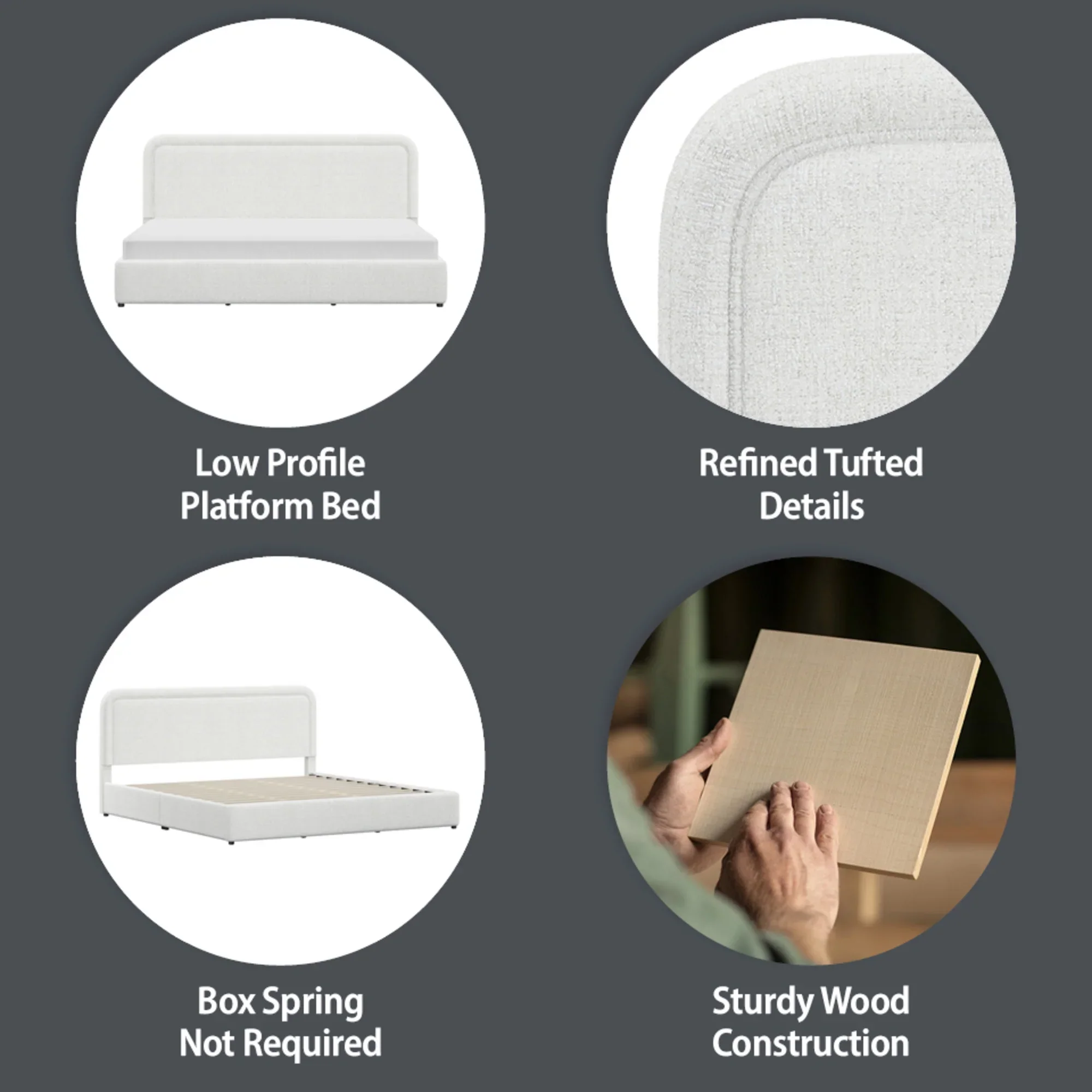 Better Homes & Gardens Juliet King Boucle Platform Bed, Ivory