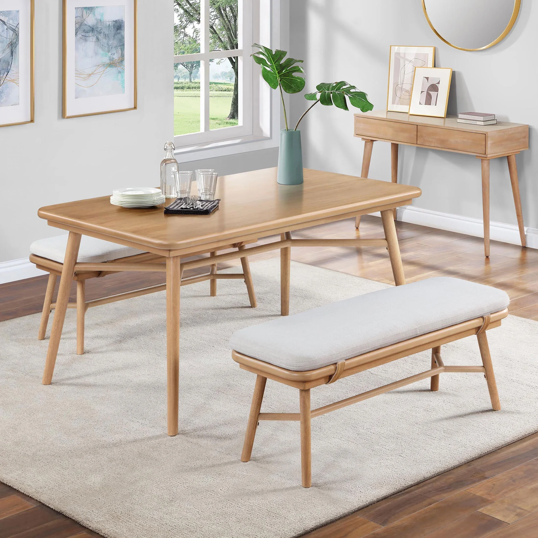 Better Homes & Gardens Springwood 59.5 Rectangle Dining Table, Natural Wood