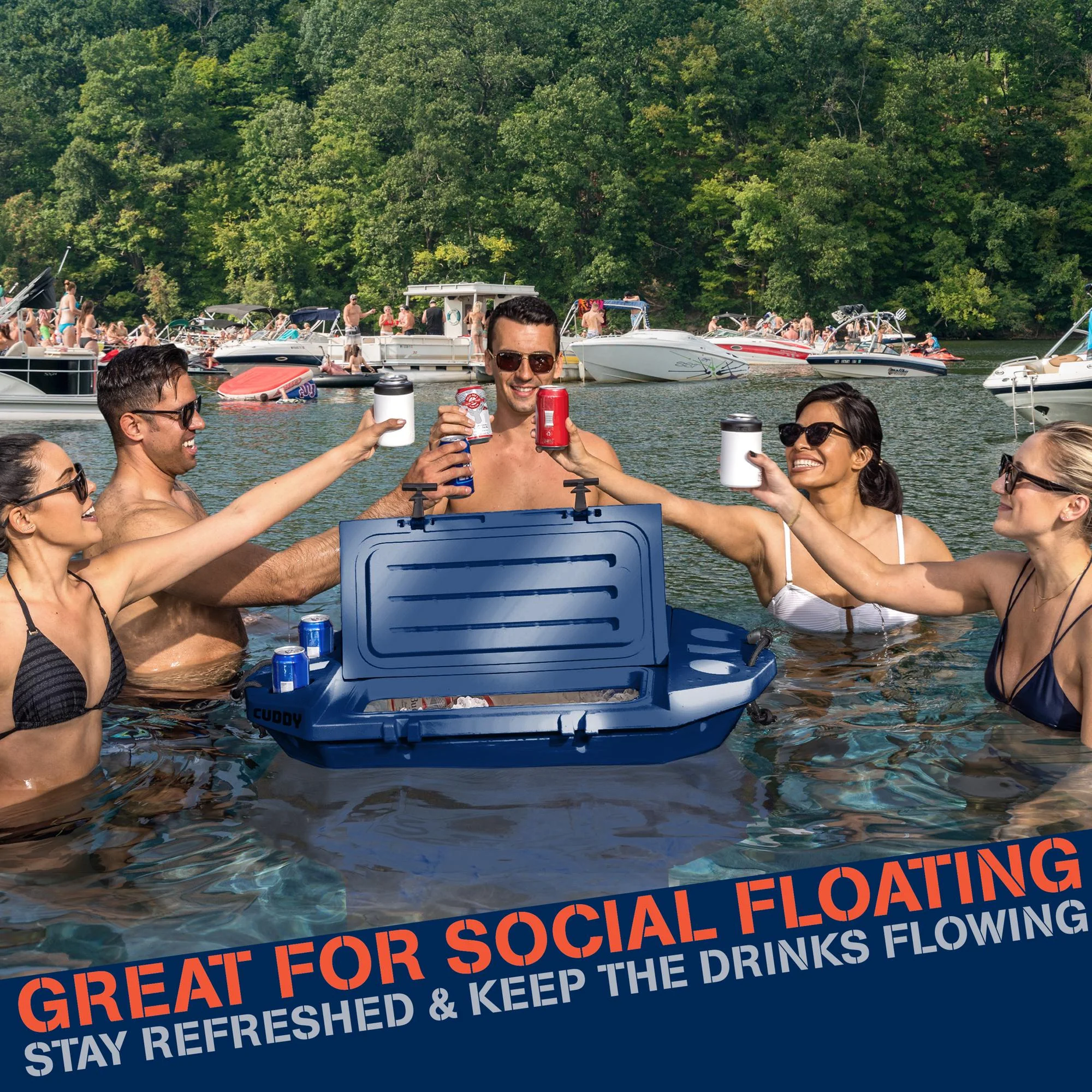 Floating Cooler and Dry Storage Vessel 40QT Amphibious Hard Shell Design, Navy(Navy) - Image 6