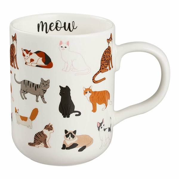 Mainstays Stoneware Cat Mug - White - 16.06 oz