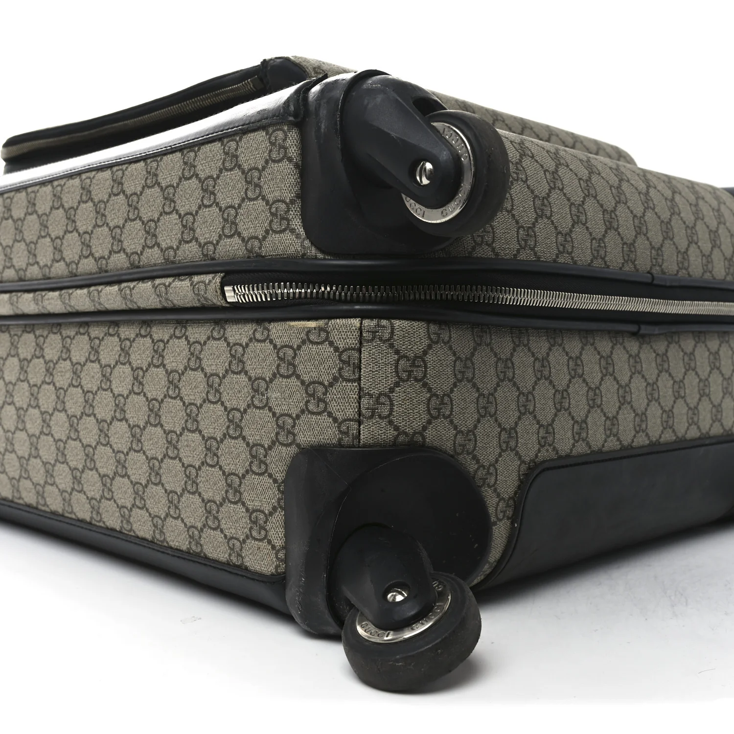 GG Supreme Monogram Four Wheel Suitcase Black