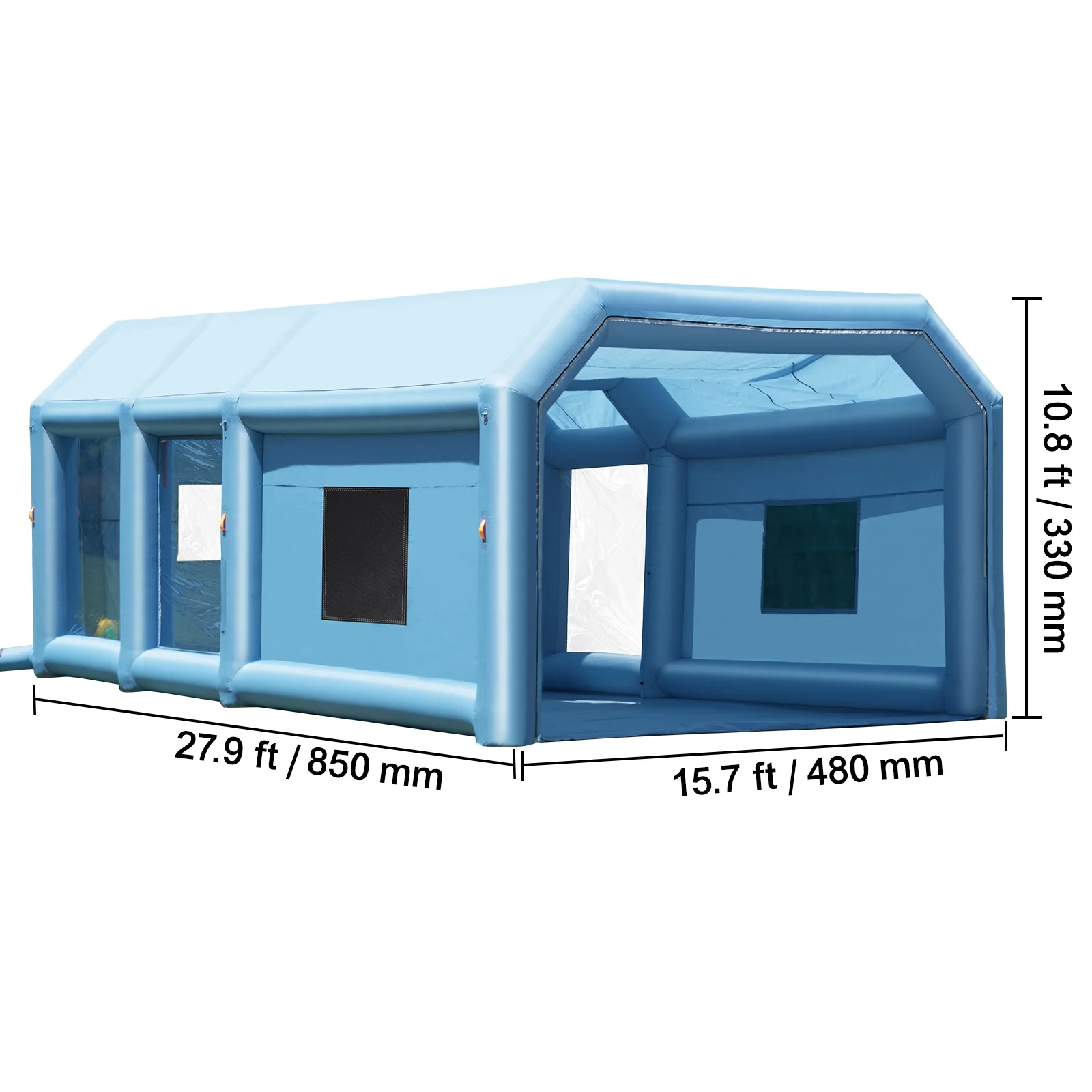 Inflatable Spray Shelter, 27.9x15.7x10.8 ft, Includes 950W+750W Blowers, Air Filtration, Ideal for Small Trucks, Large Motorcycles, Midsize Vehicles - Image 4
