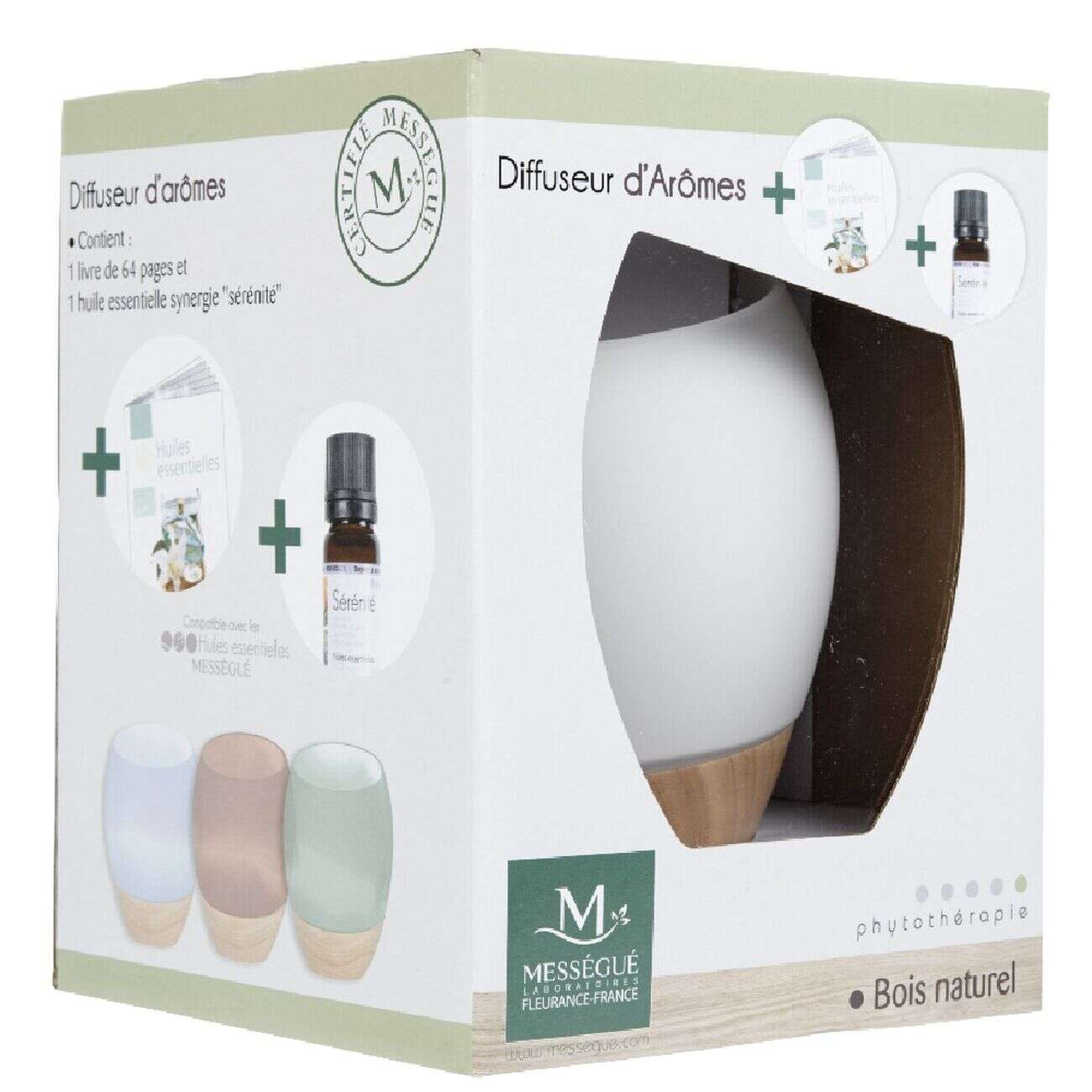 Coffret diffuseur arômes Mességué bois naturel