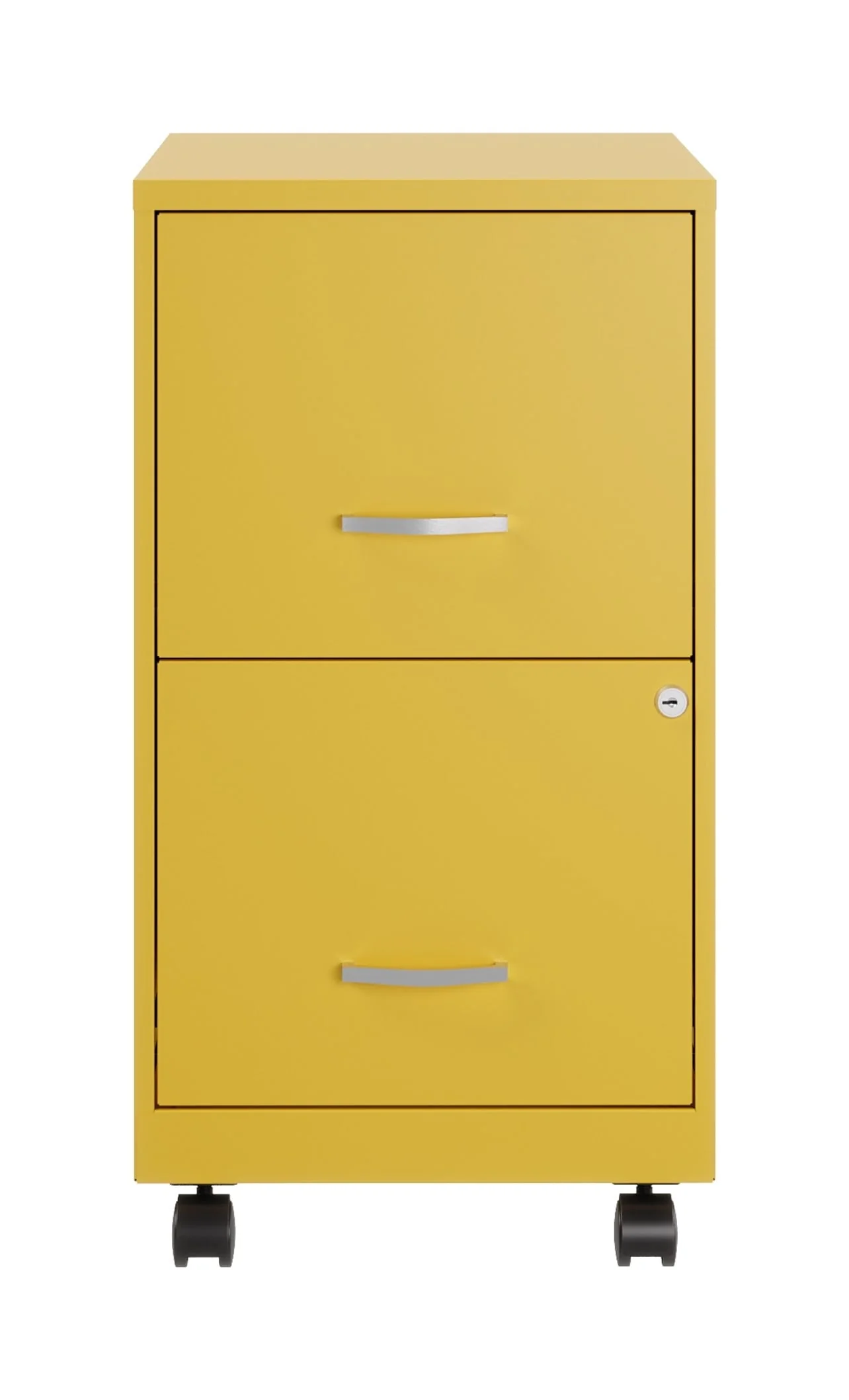 Space Solutions 18" Deep 2 Drawer Mobile Letter Width Vertical File Cabinet, Yellow(Goldfinch)