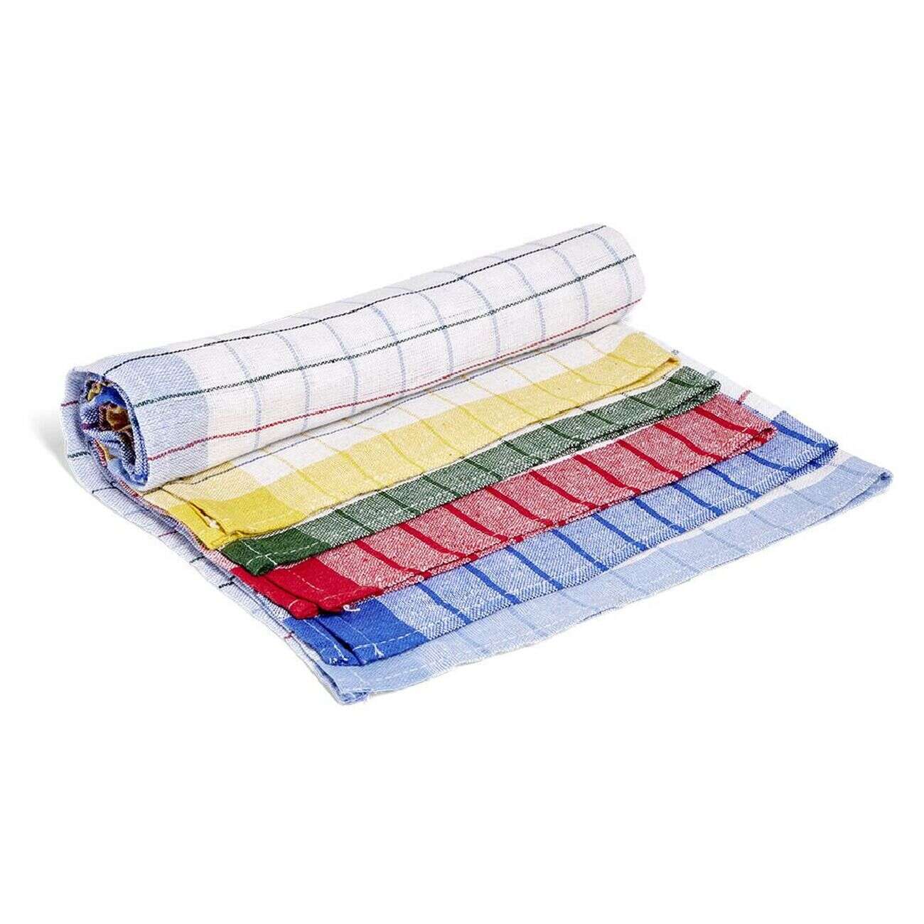 Lot de 10 torchons à carreaux en coton et polyester 70x45cm