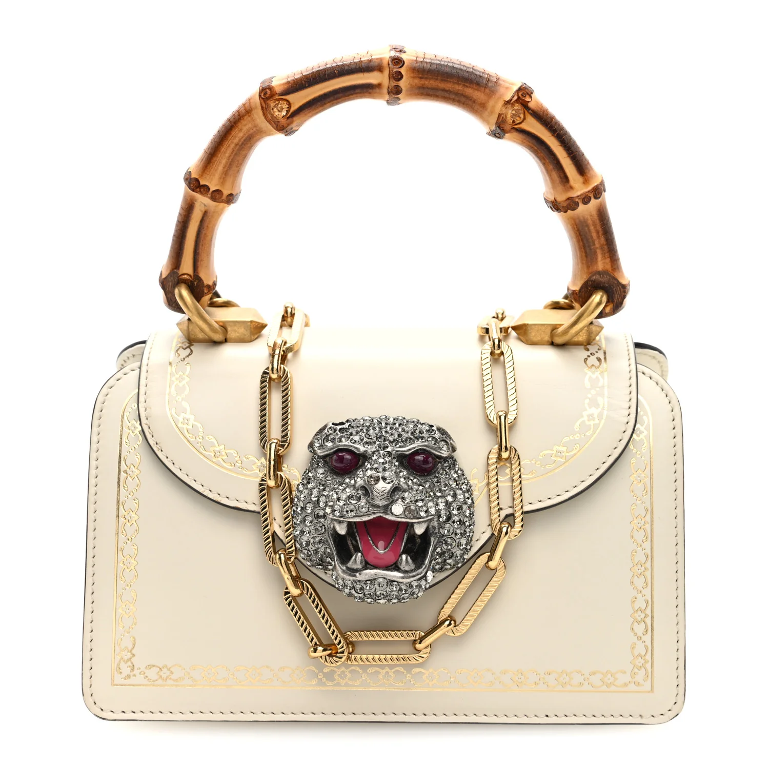 Calfskin Bamboo Mini Thiara Top Handle Bag White