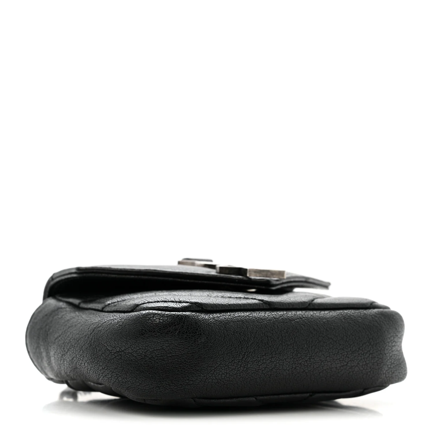 Sheepskin Matelasse Chevron Monogram Mini College Bag Black
