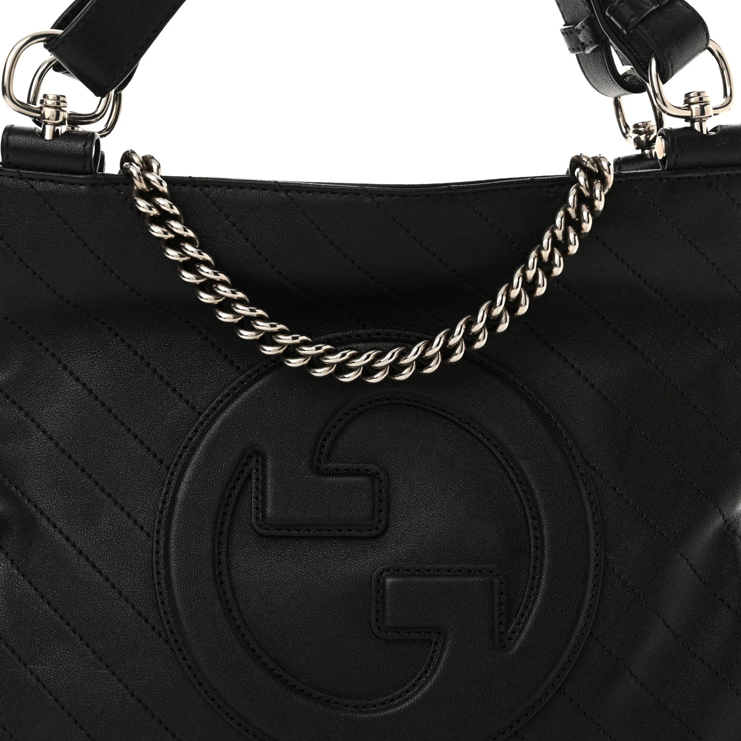 Sakai Be Green Calfskin Diagonal Stitched Small Blondie Tote Black