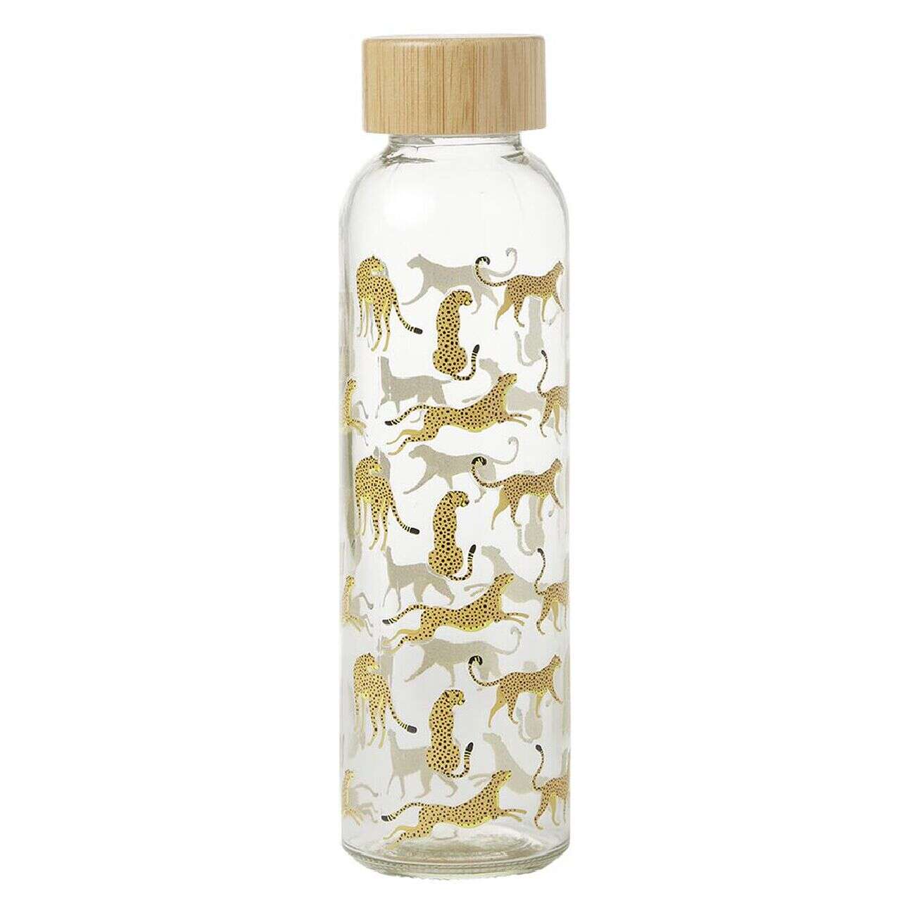 Gourde bouteille en verre avec bouchon bambou 500ml Ø6,5xH22cm