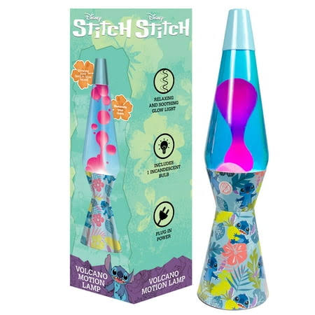 Stitch 16 inch Lava Motion Volcano Lamp, Pink Wax in Purple Liquid