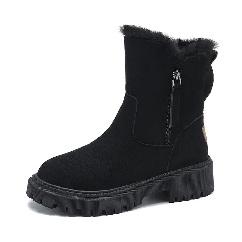 Bottes Cheville Chic Effet Daim avec Doublure en Fourrure Douillette