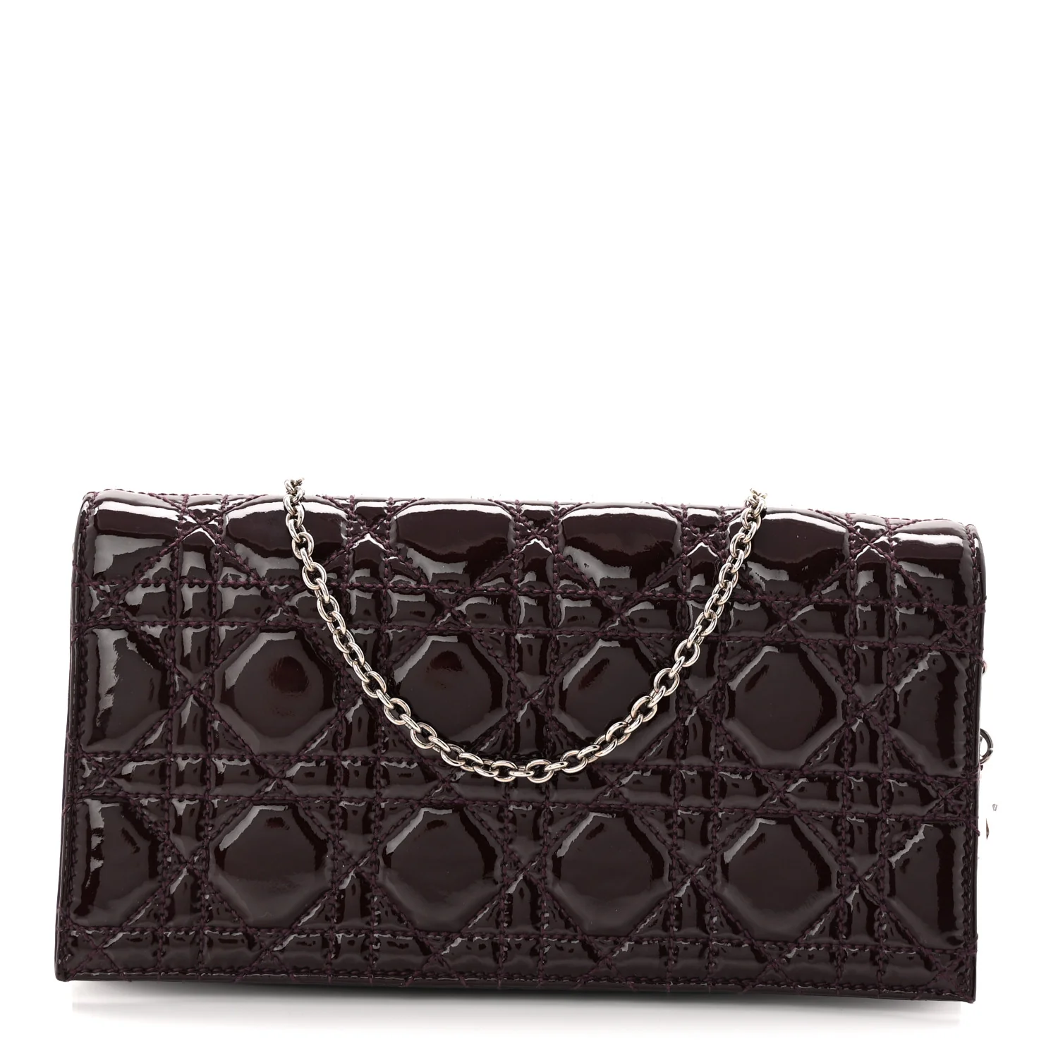 Patent Cannage Lady Dior Chain Wallet Purple