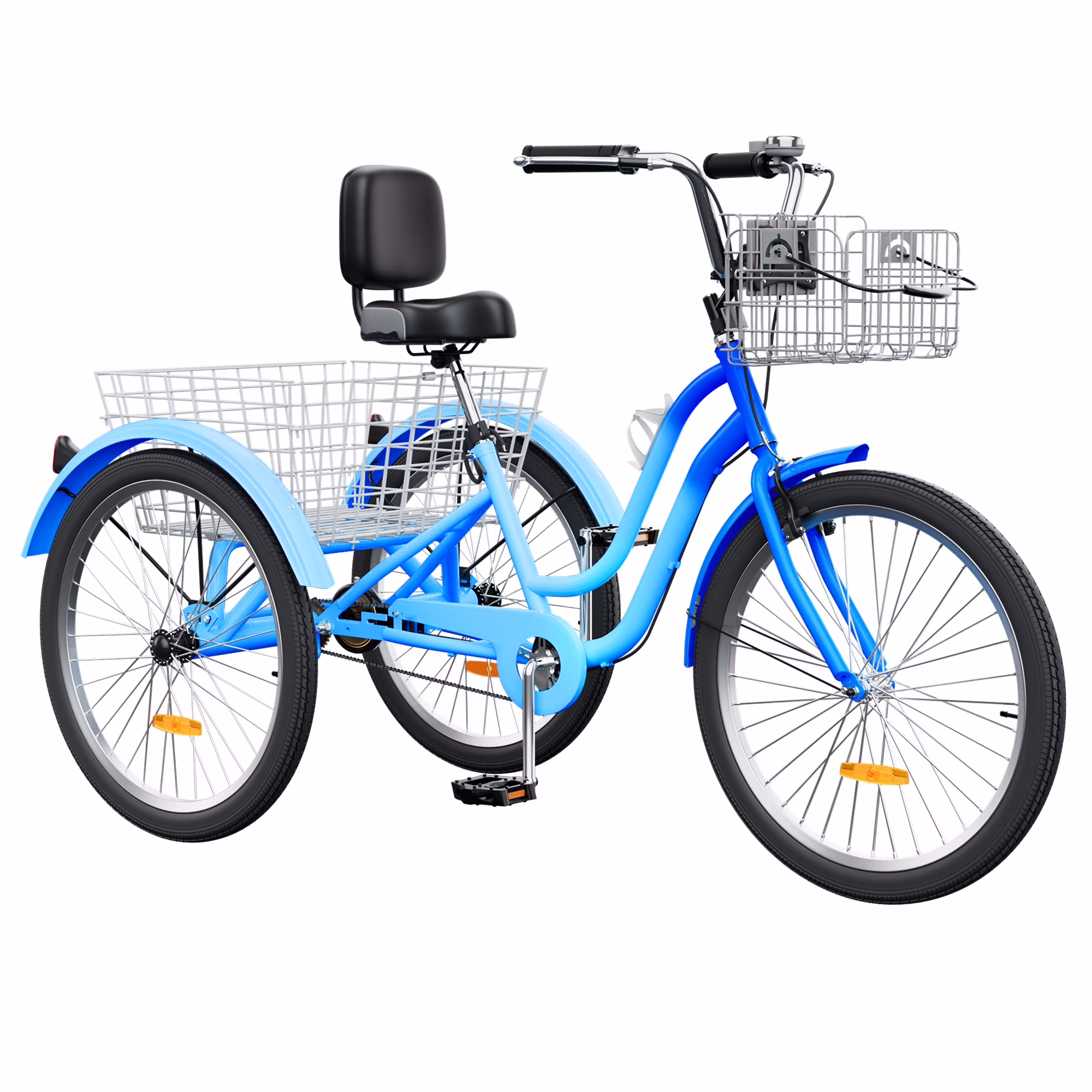 24 Inch 3-Wheel Bike, Single Speed Adult Trike, Low Step-Through Cruiser with Front Rear Baskets, Large Adjustable Seat with Backrest for Seniors, Men, and Women (Purple)(24"1 Speed/Purple) - Image 8